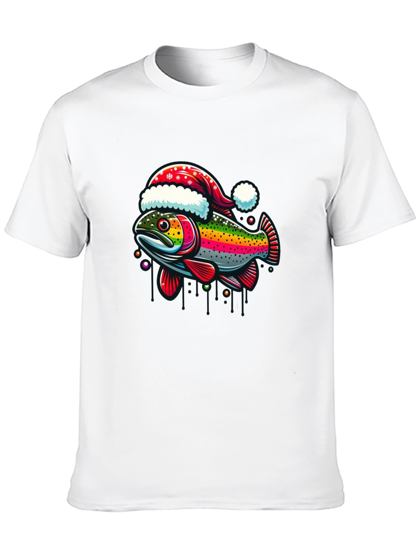 Festive Fish T-Shirt - Holiday Rainbow Trout