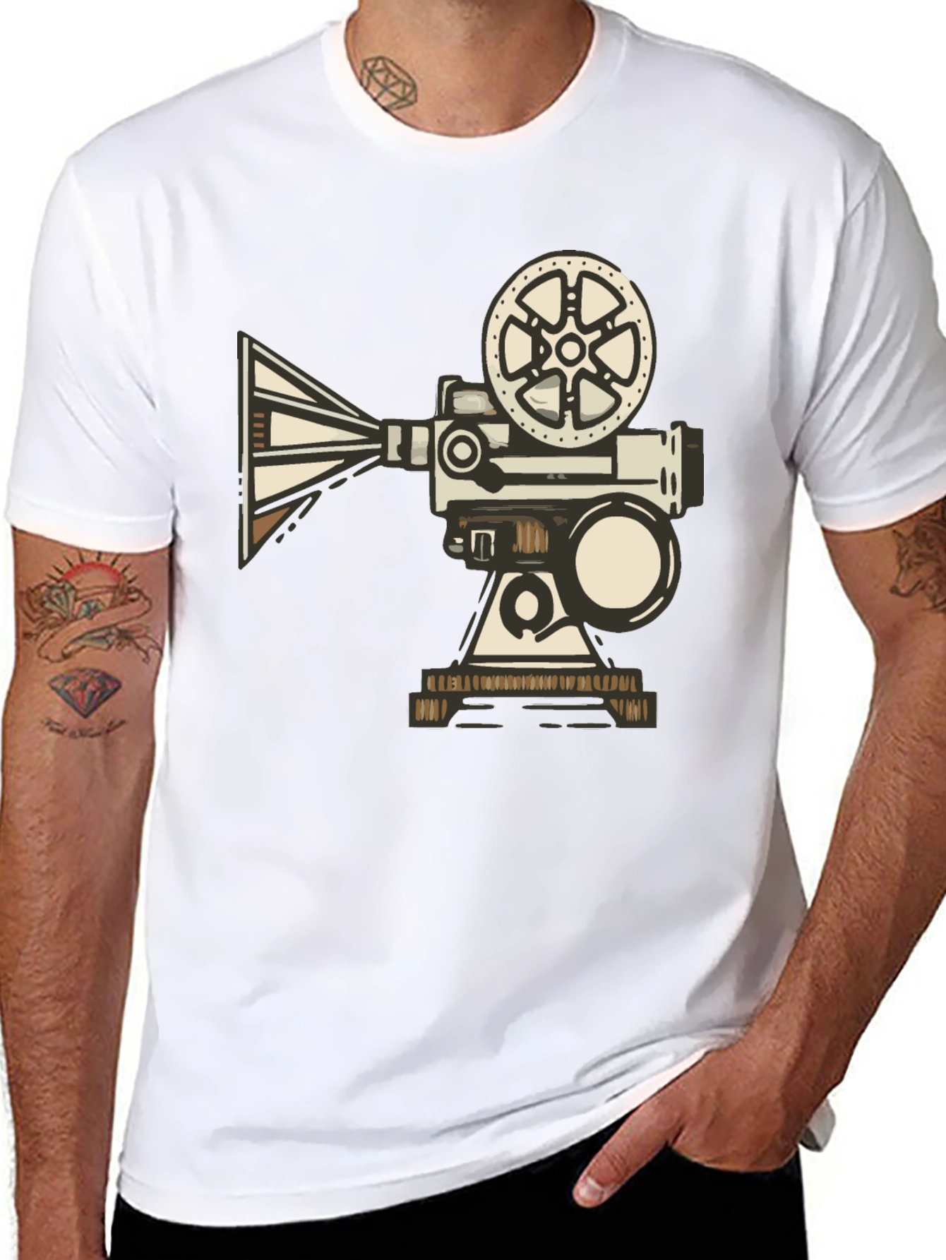 Retro Movie Projector T-Shirt - Black