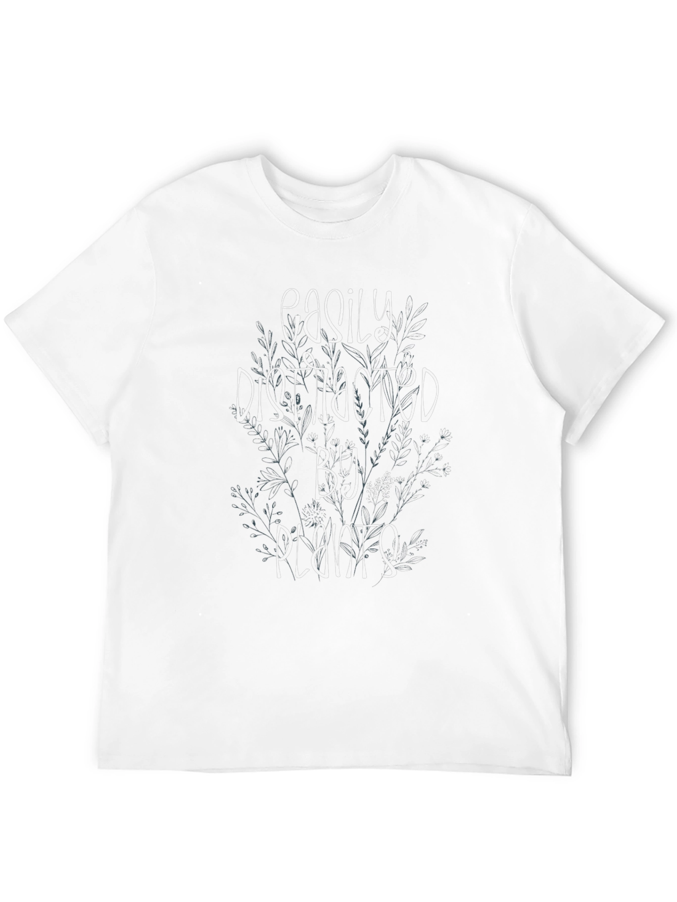 Easily Distracted By Plants Black T-Shirt