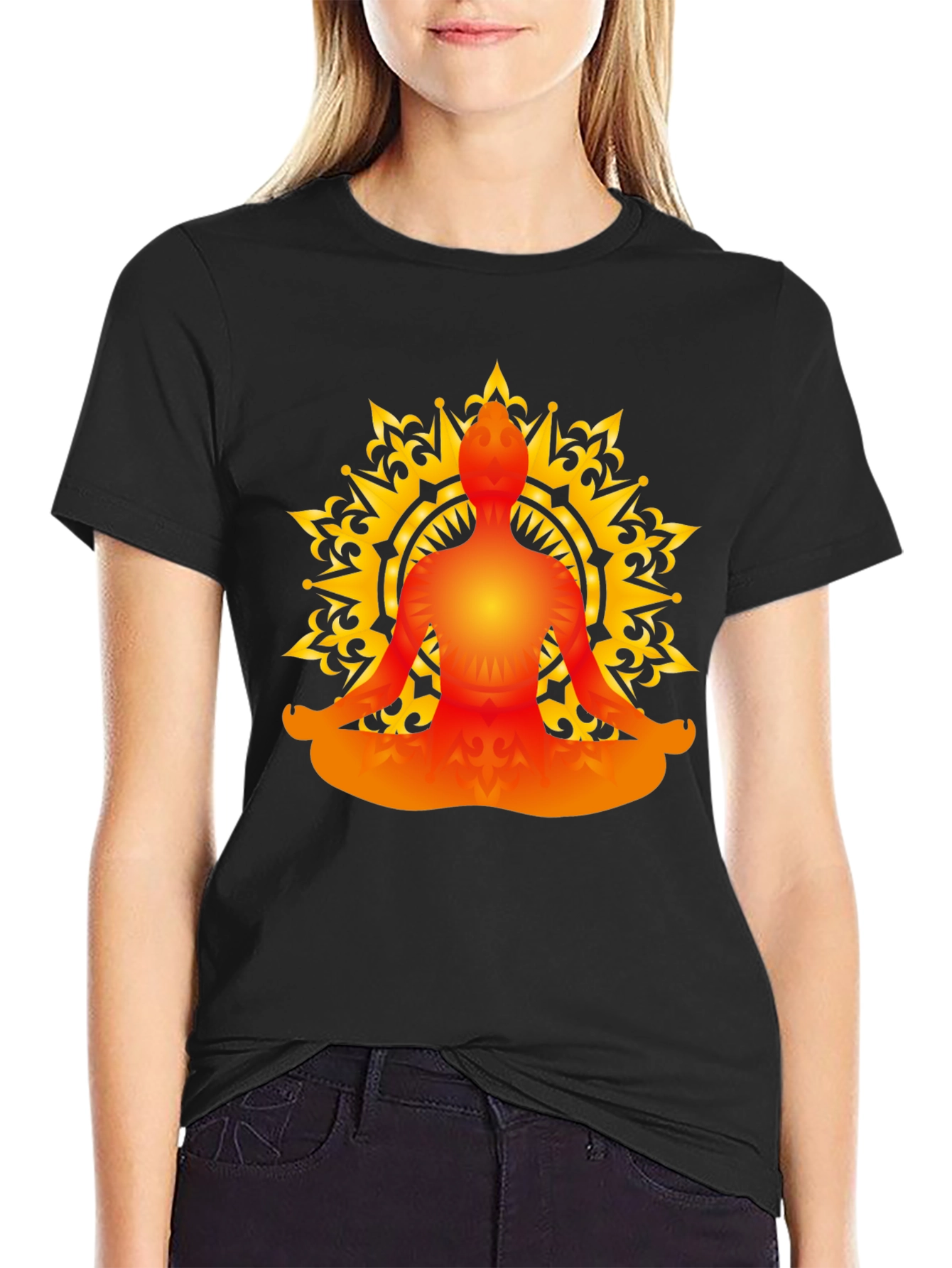 Meditative Mandala T-Shirt - Black