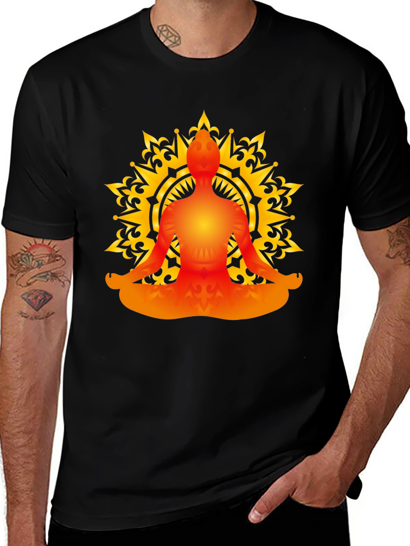 Meditative Mandala T-Shirt - Black