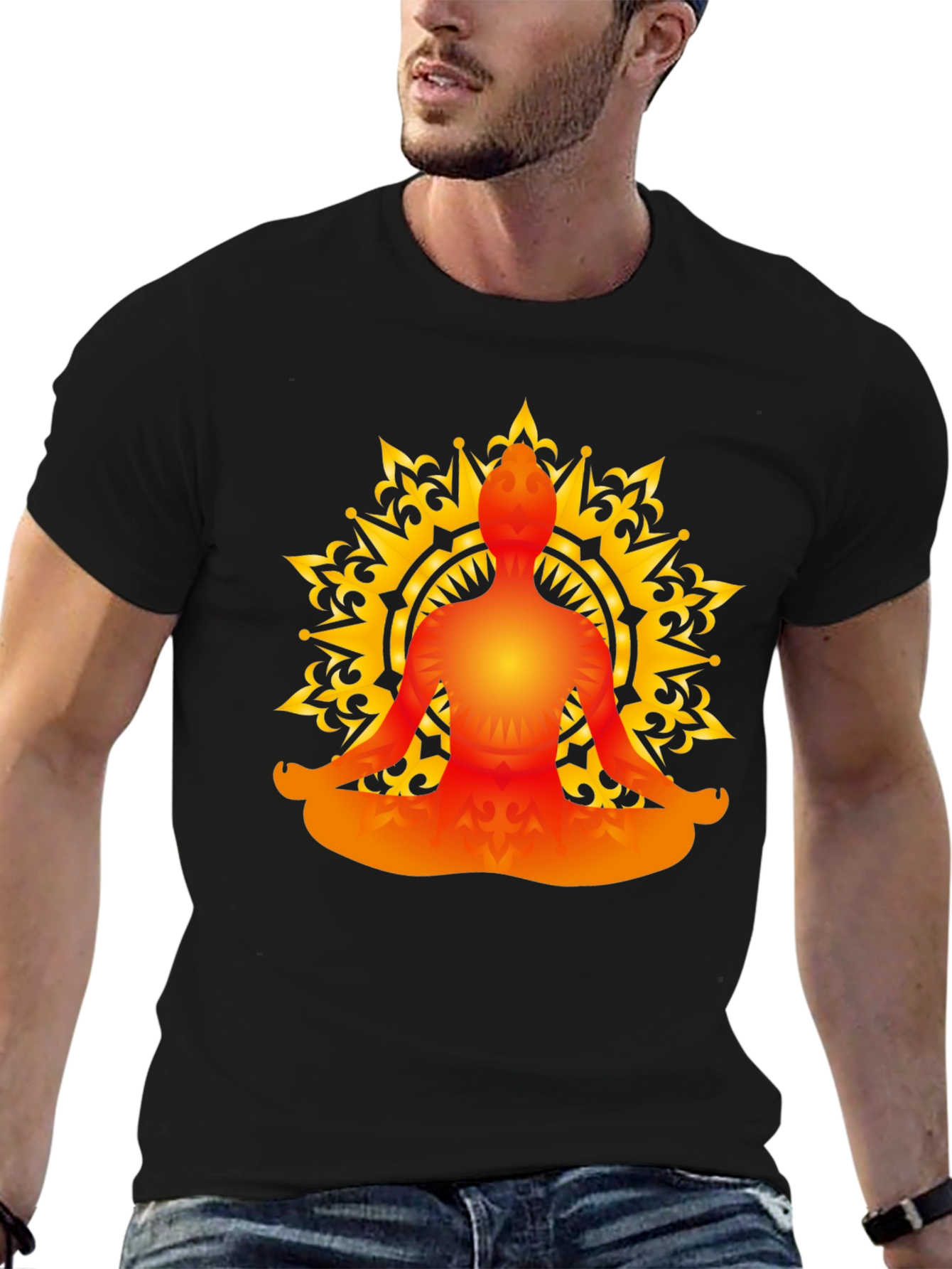 Meditative Mandala T-Shirt - Black