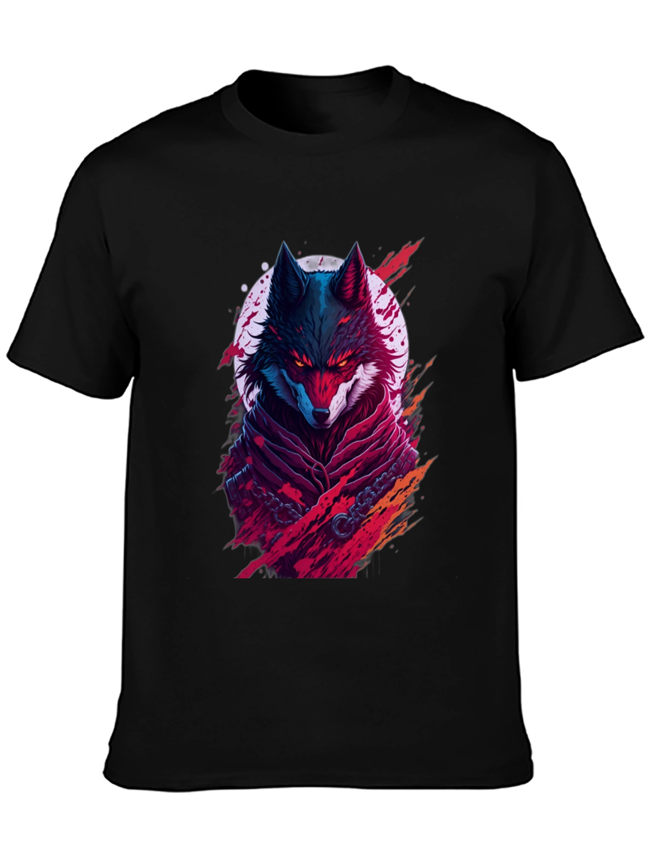 Crimson Wolf Graphic Tee - Mens Black T-Shirt