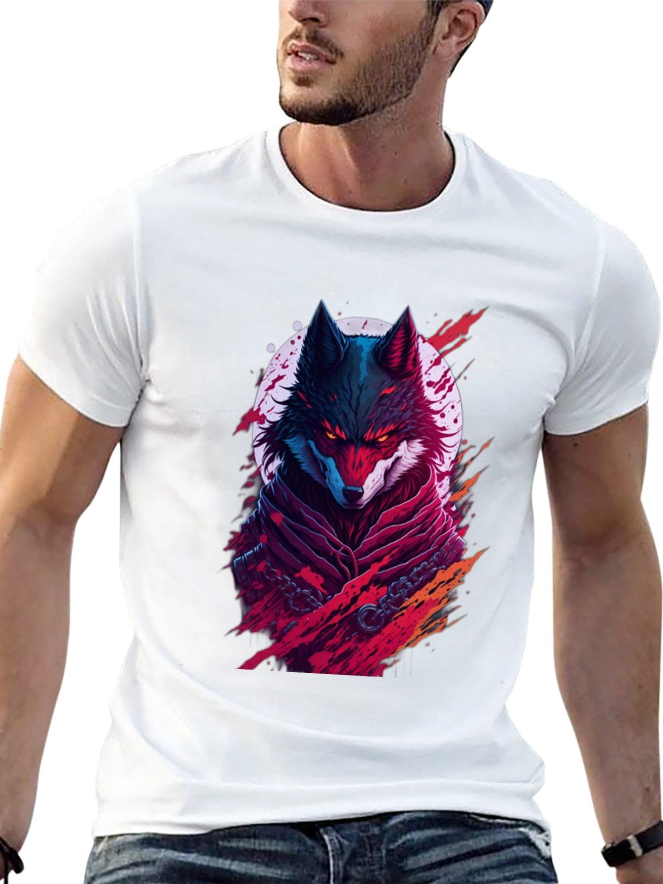 Crimson Wolf Graphic Tee - Mens Black T-Shirt