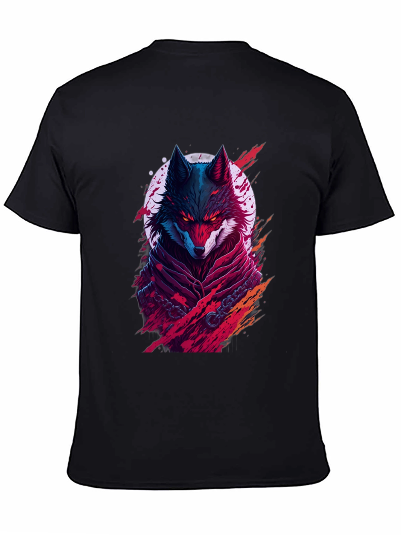 Crimson Wolf Graphic Tee - Mens Black T-Shirt