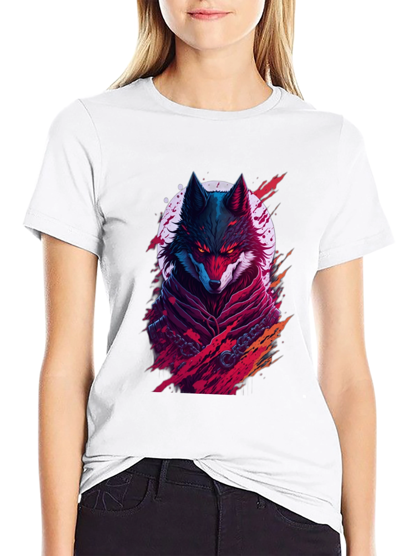 Crimson Wolf Graphic Tee - Mens Black T-Shirt