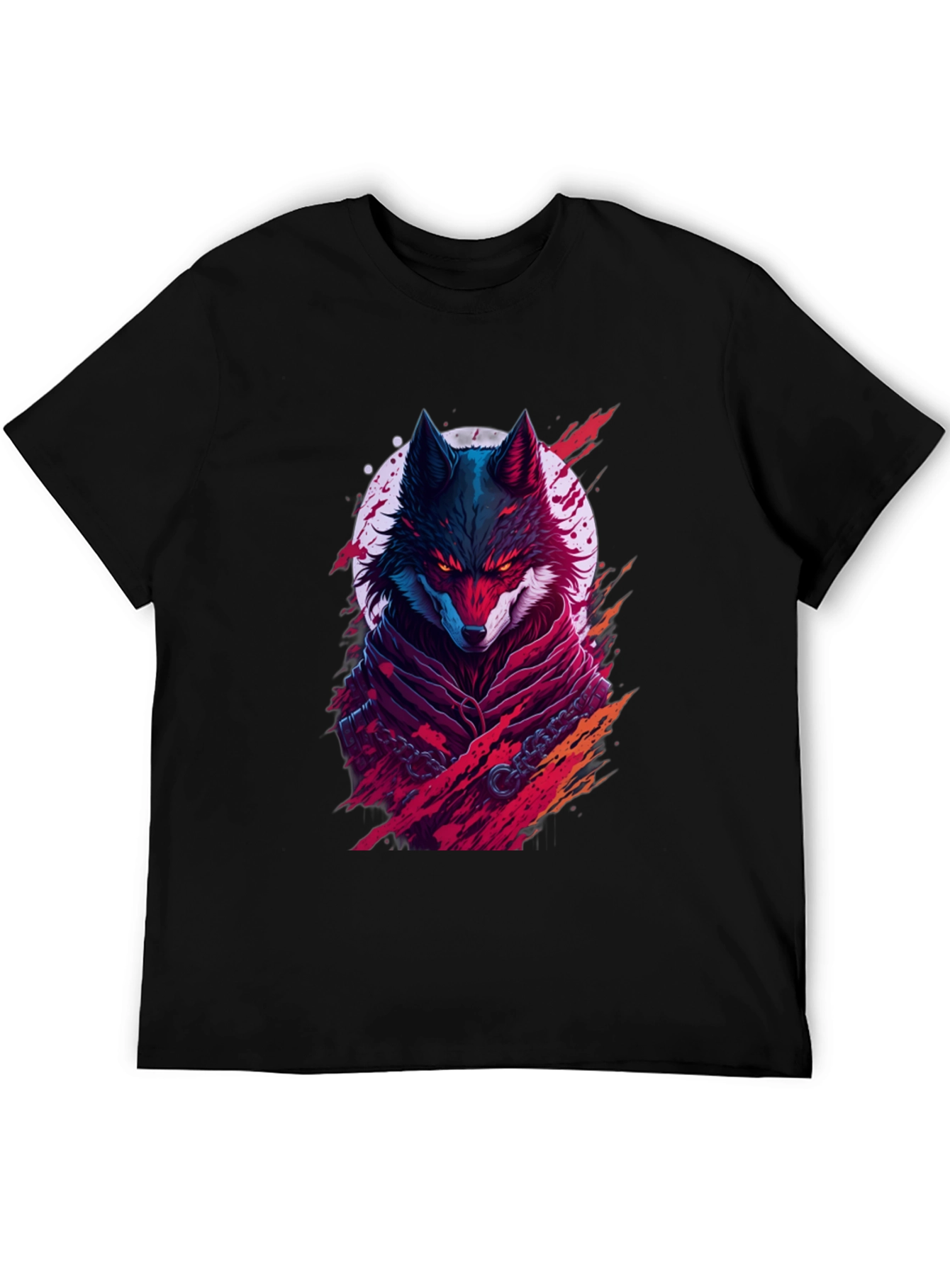 Crimson Wolf Graphic Tee - Mens Black T-Shirt