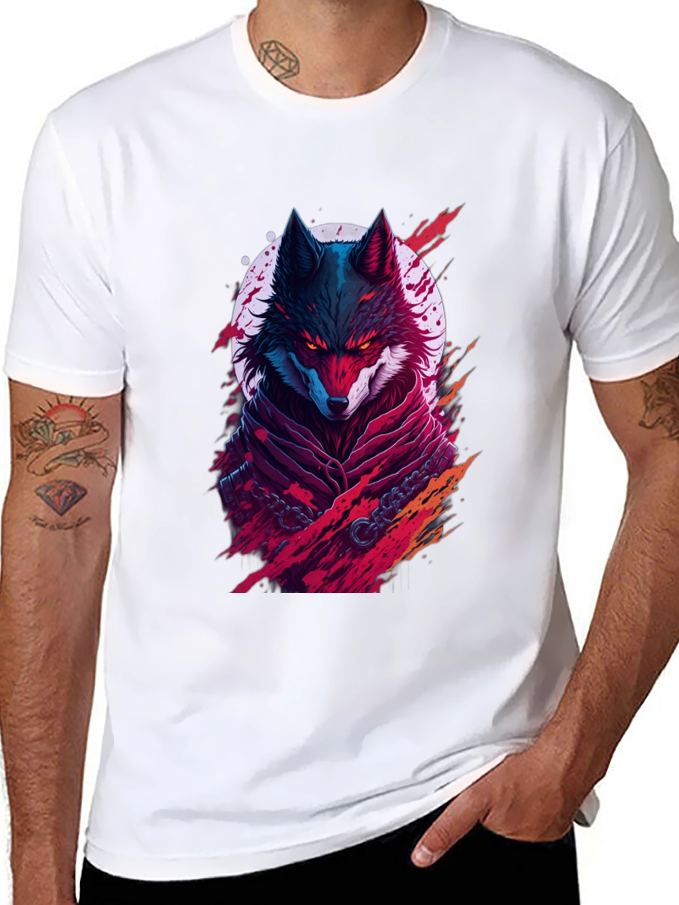 Crimson Wolf Graphic Tee - Mens Black T-Shirt