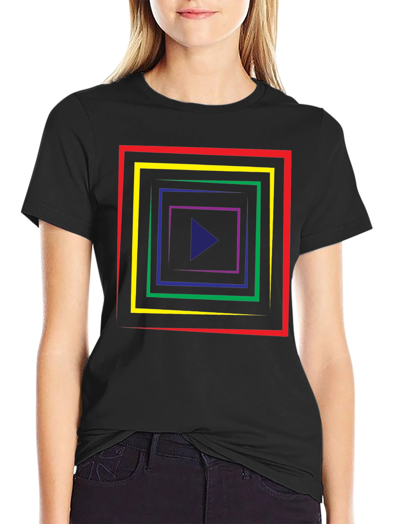 Geometric Tunnel T-Shirt - Retro Style Play Button Tee