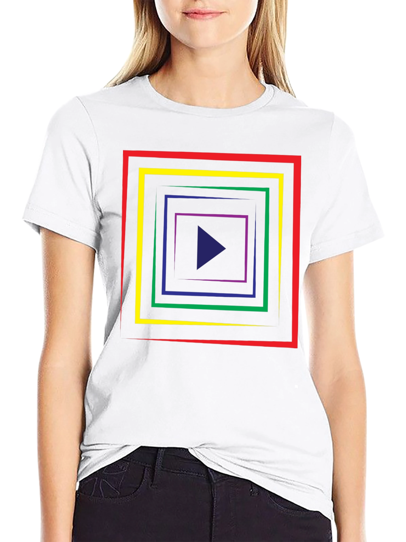 Geometric Tunnel T-Shirt - Retro Style Play Button Tee