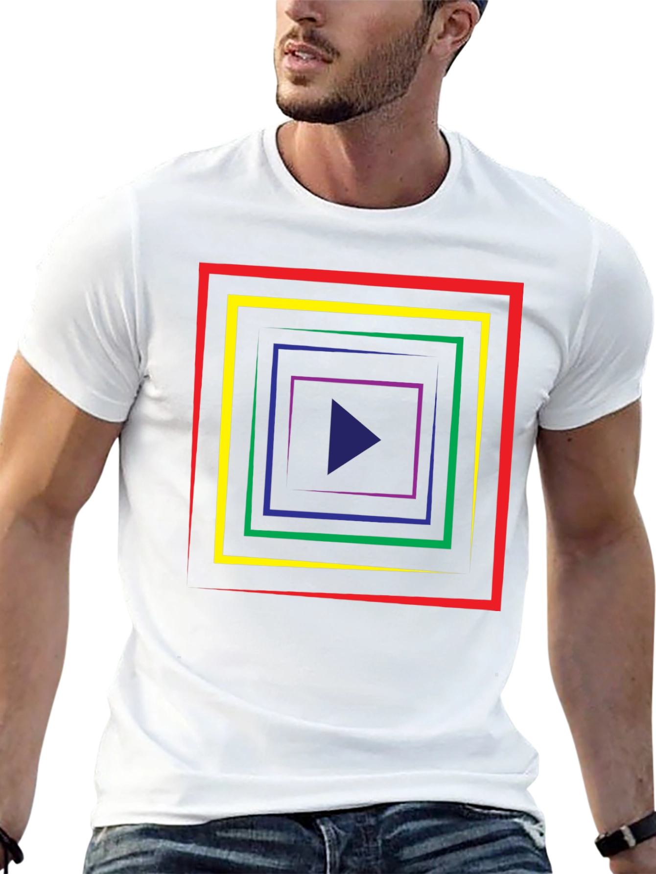 Geometric Tunnel T-Shirt - Retro Style Play Button Tee