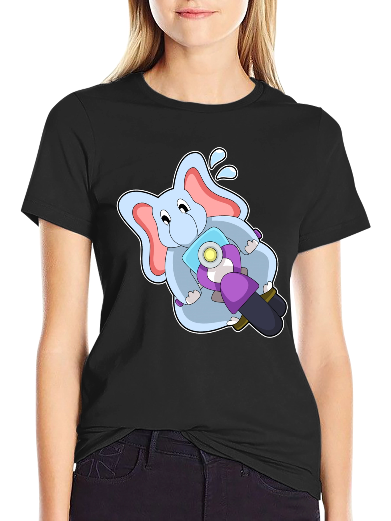 Elephant on Motorcycle Graphic T-Shirt