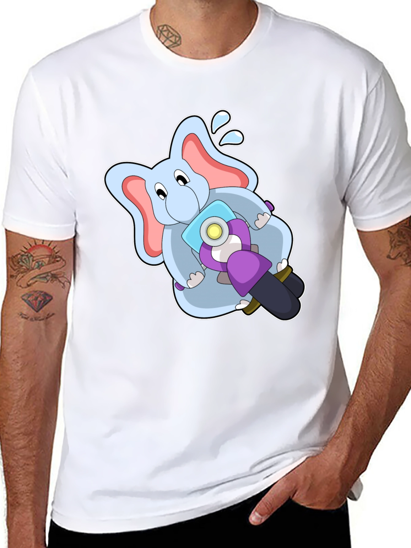 Elephant on Motorcycle Graphic T-Shirt