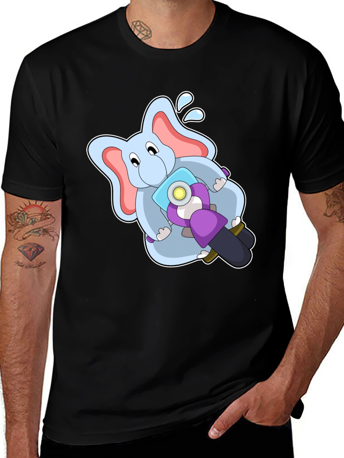 Elephant on Motorcycle Graphic T-Shirt