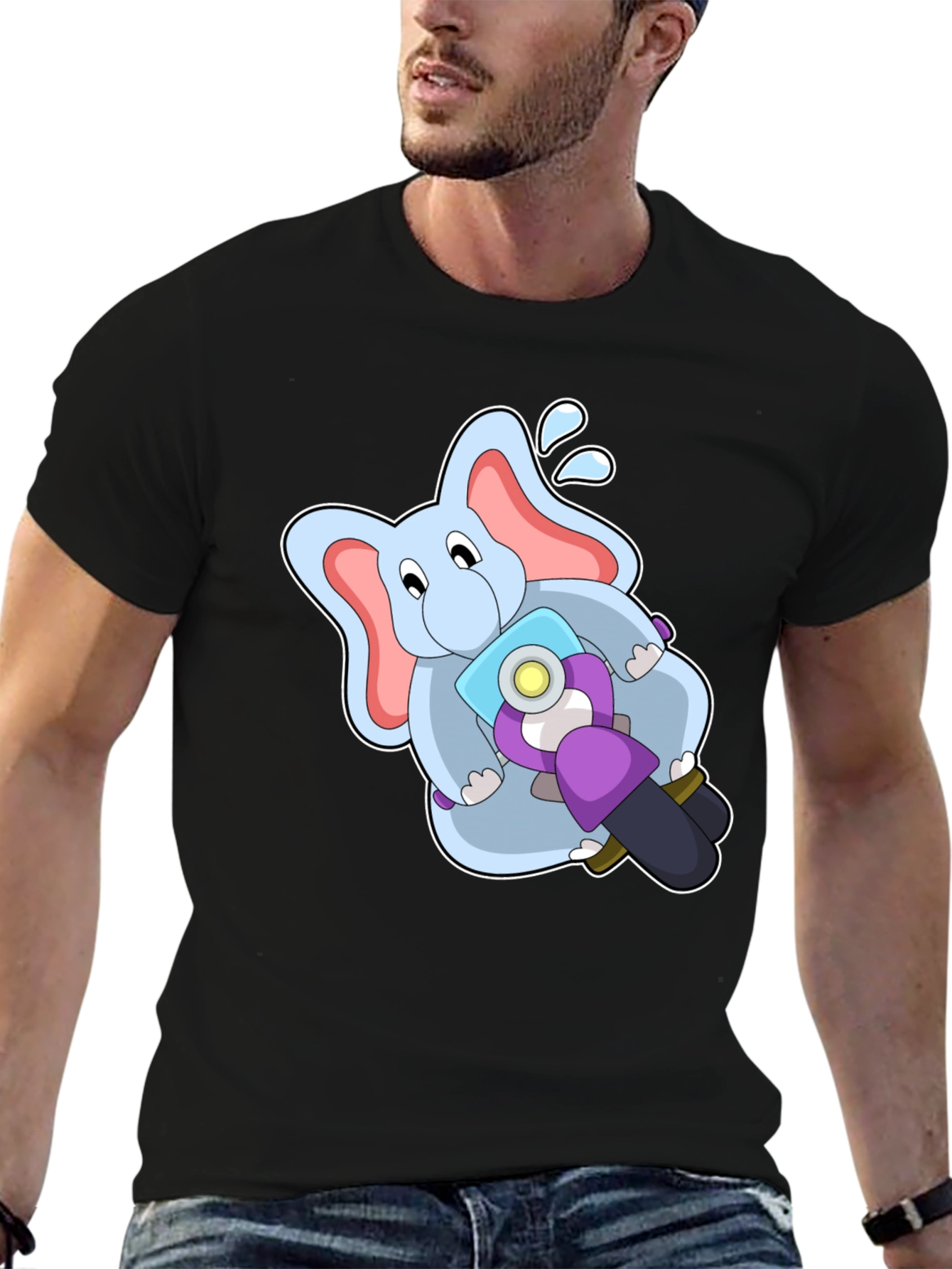 Elephant on Motorcycle Graphic T-Shirt