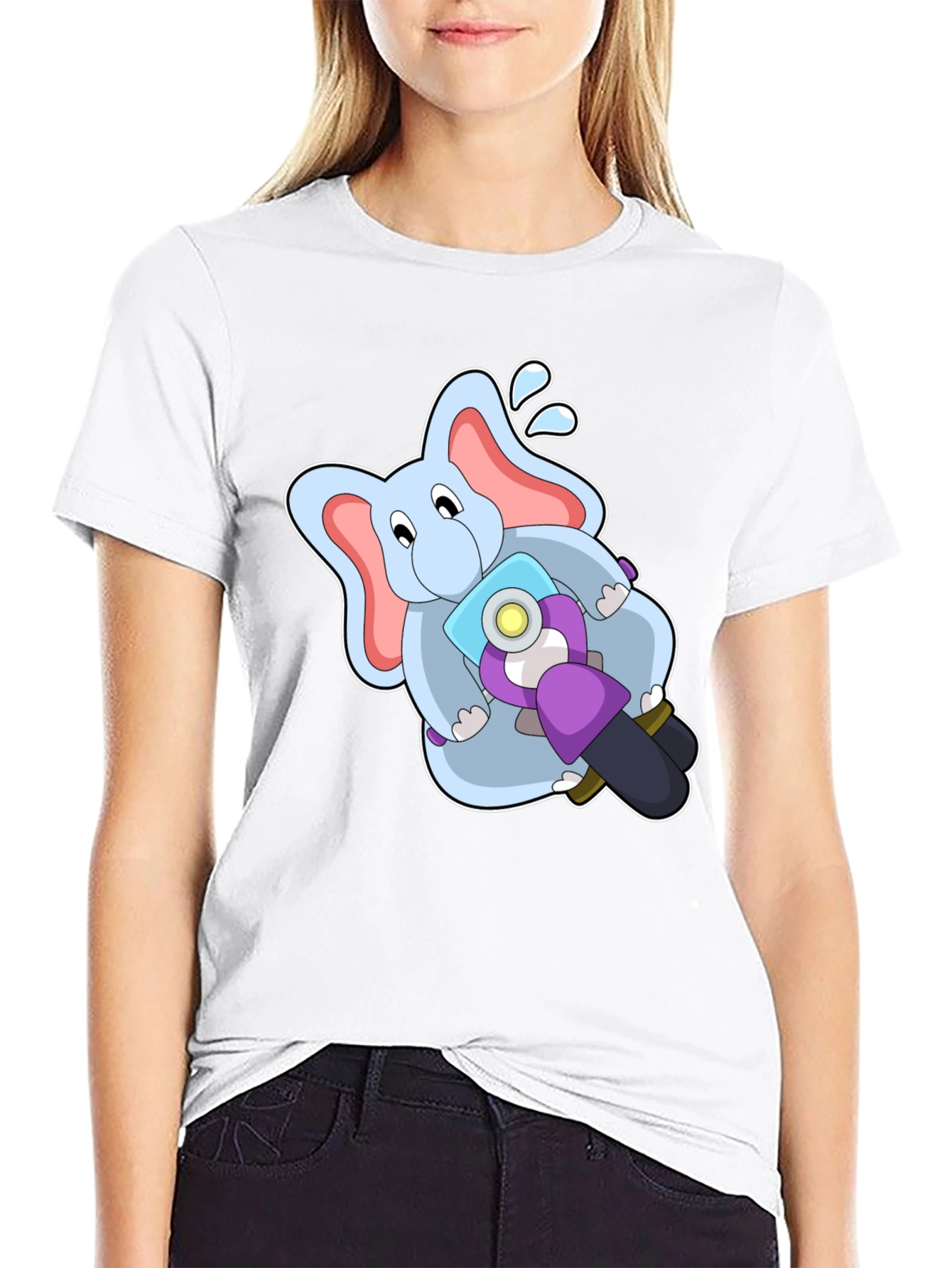 Elephant on Motorcycle Graphic T-Shirt