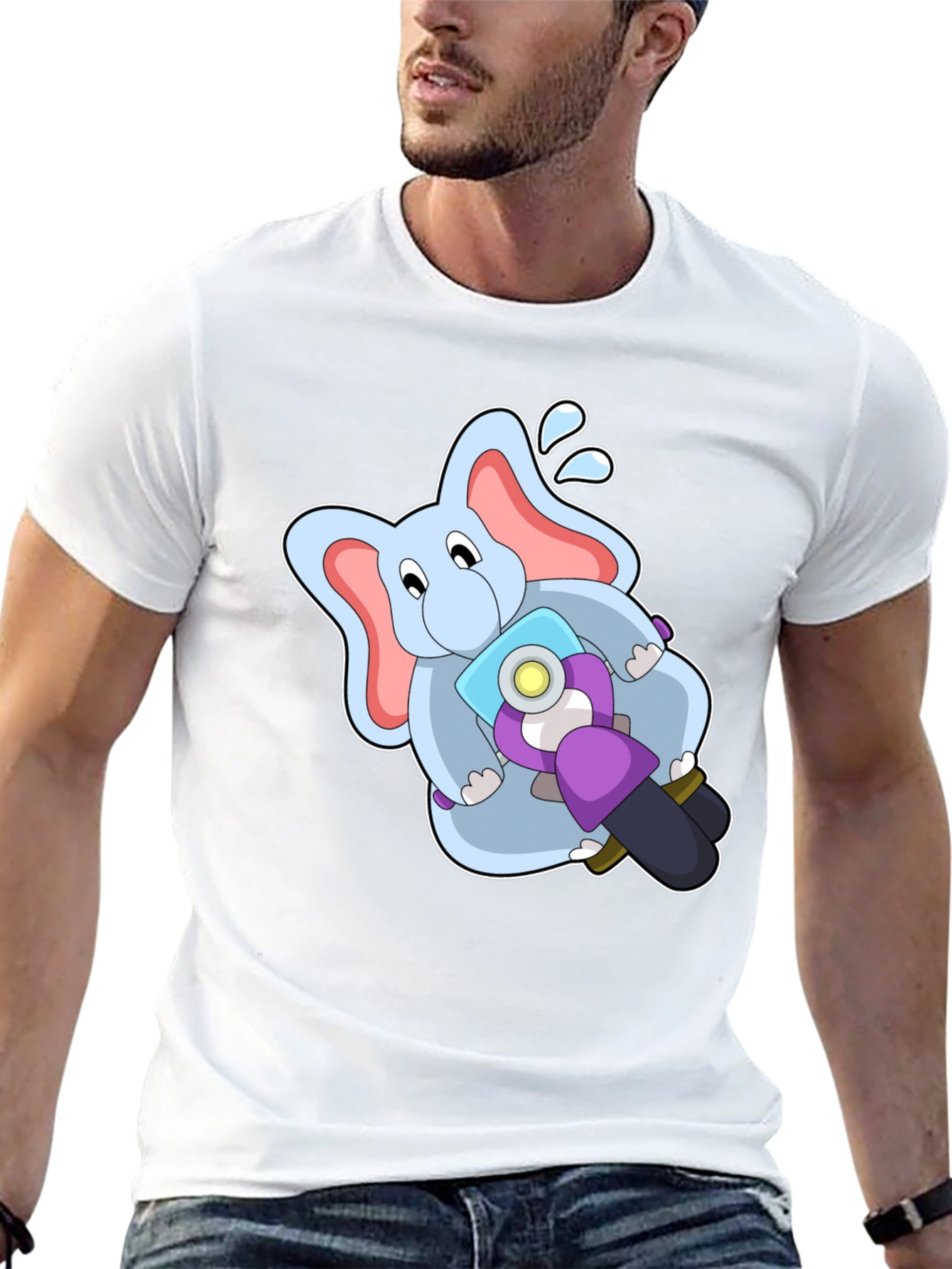 Elephant on Motorcycle Graphic T-Shirt