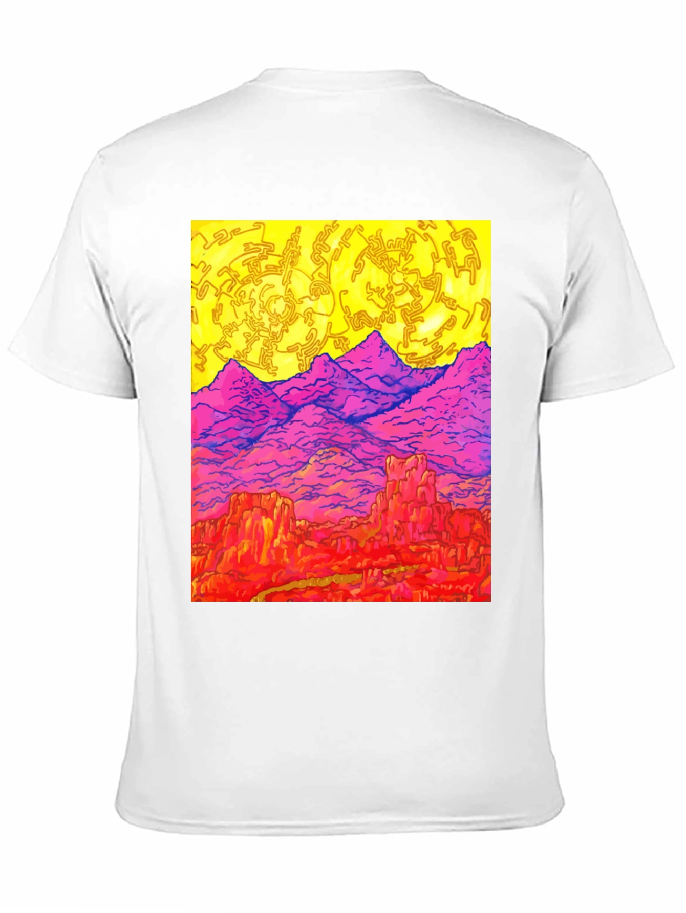 Vibrant Desert Landscape Graphic Tee - Black