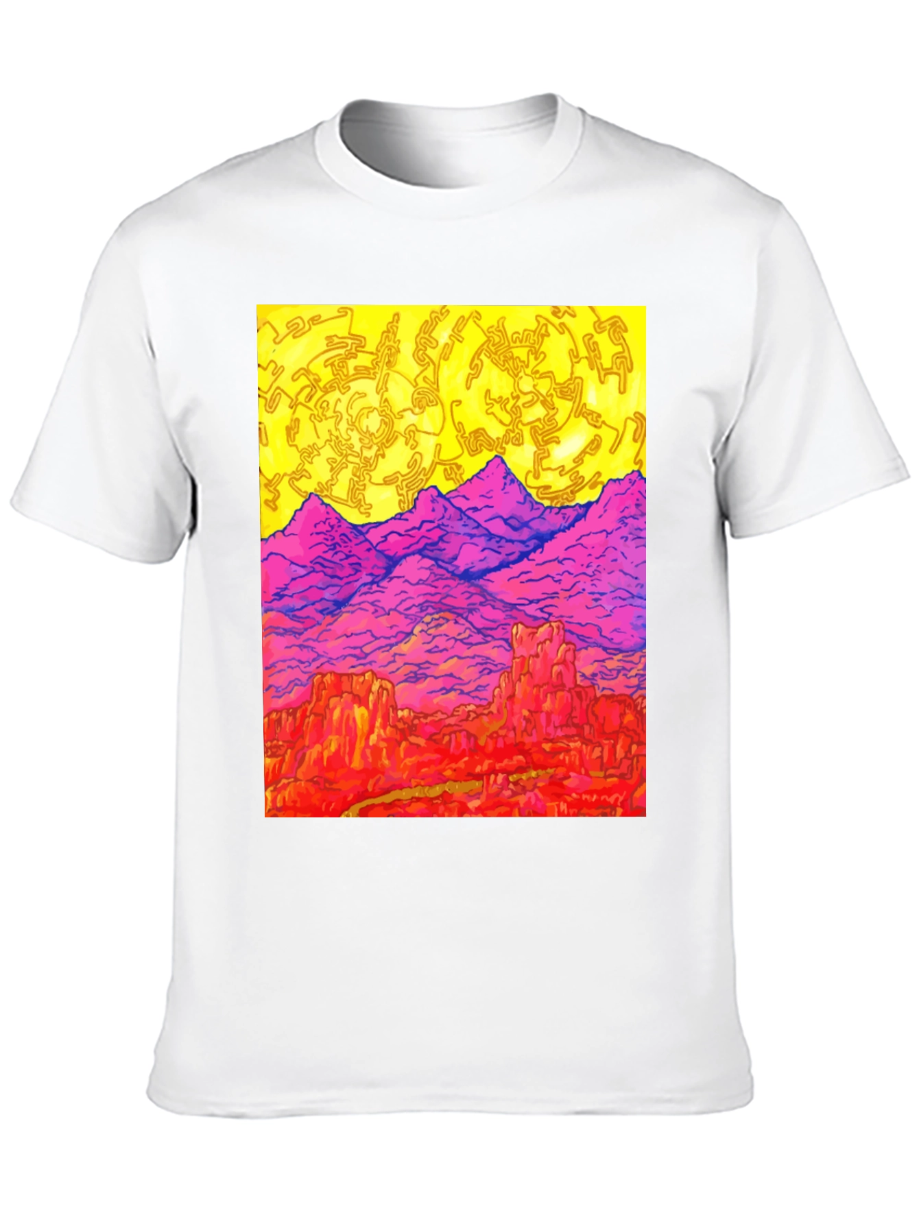 Vibrant Desert Landscape Graphic Tee - Black