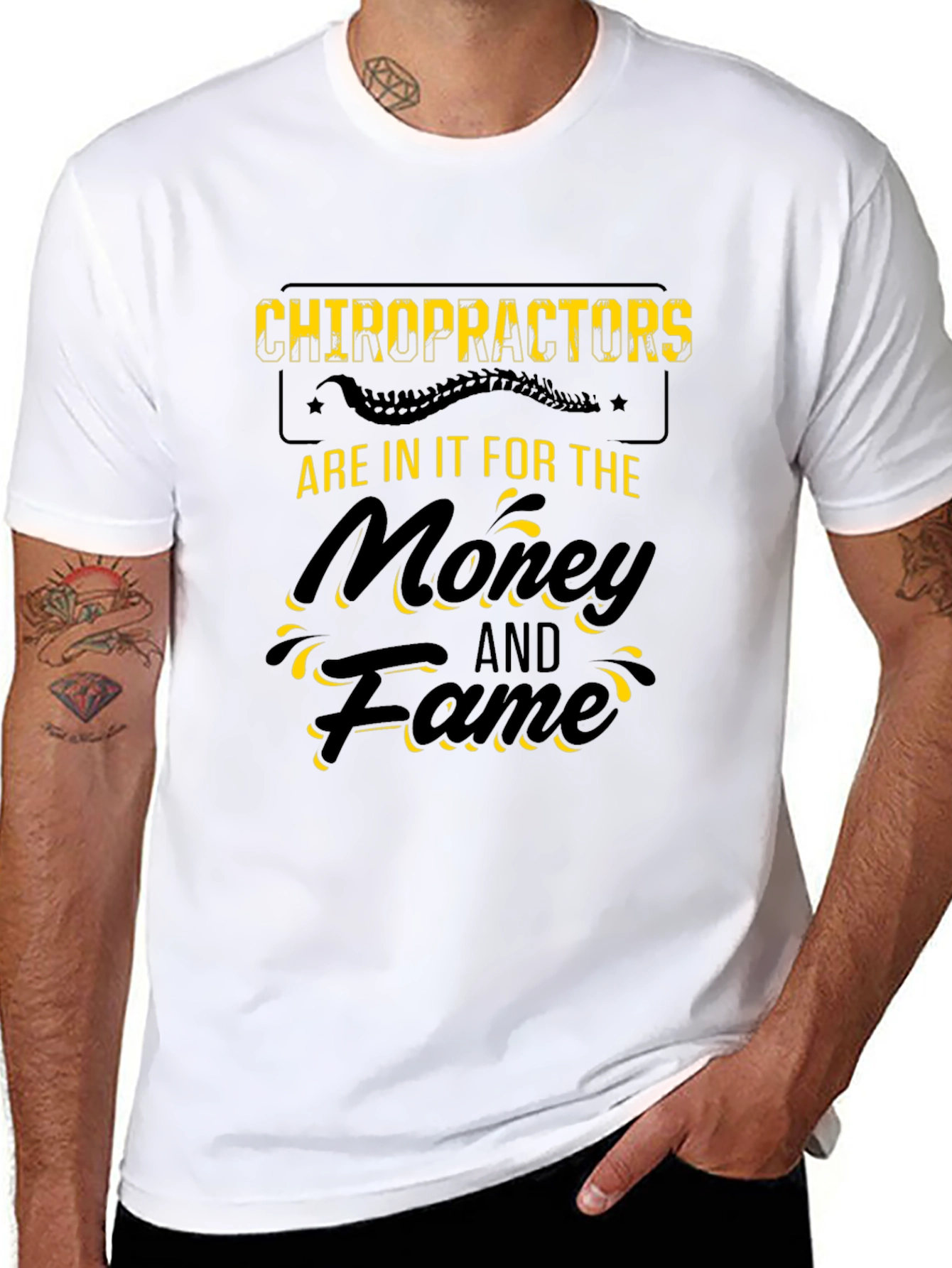 Chiropractors Money & Fame Black T-Shirt
