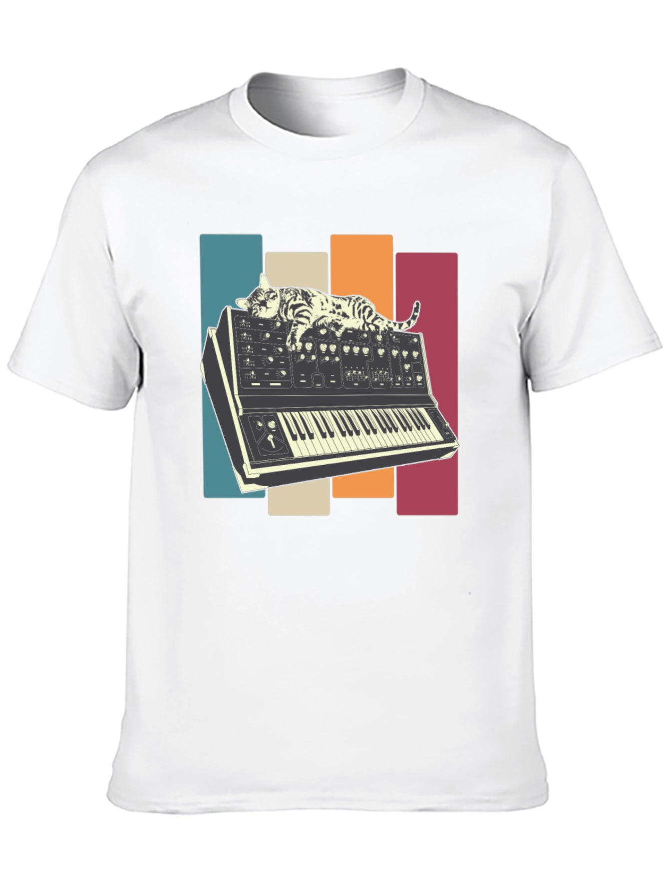 Cat Nap on Synthesizer Retro T-Shirt