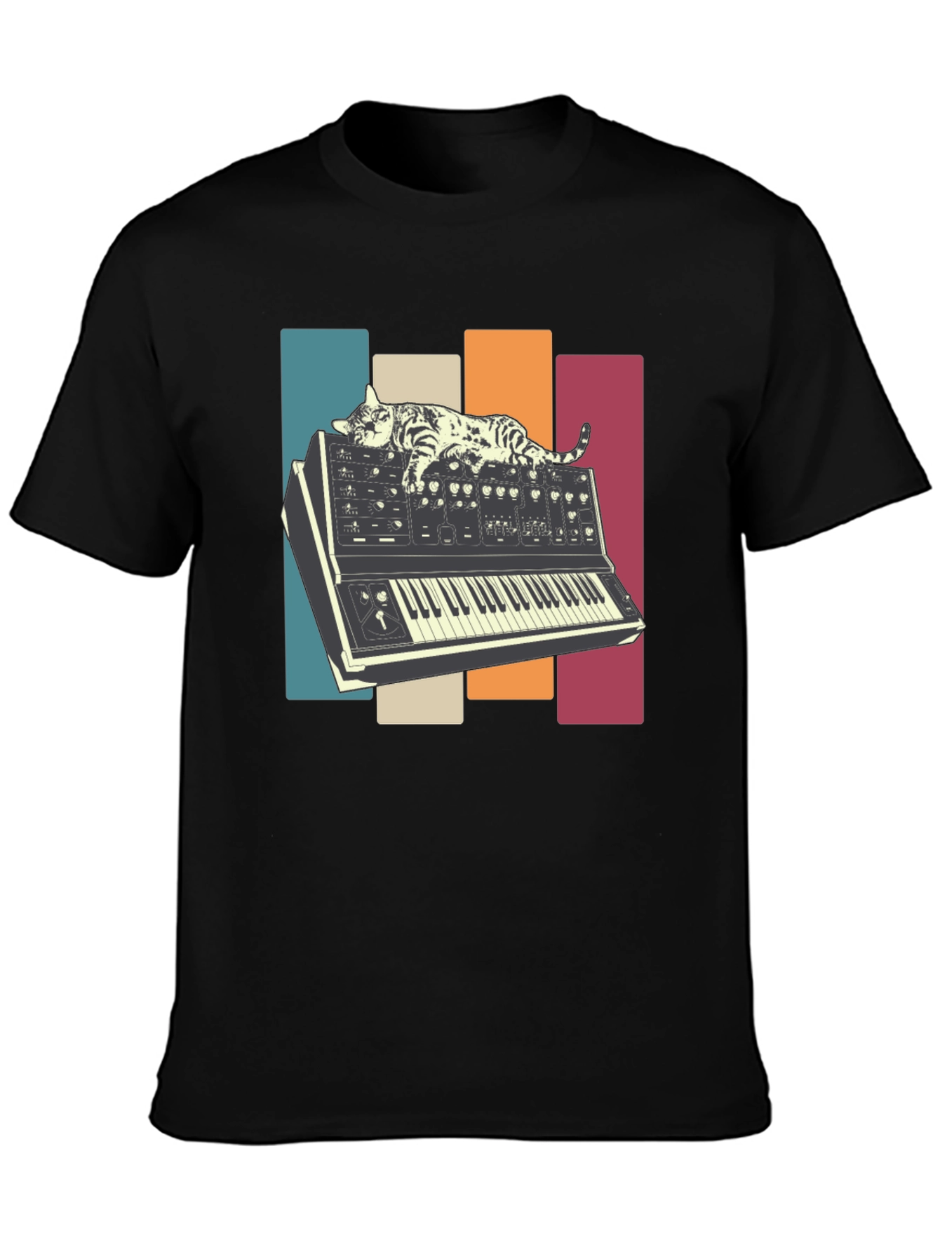 Cat Nap on Synthesizer Retro T-Shirt