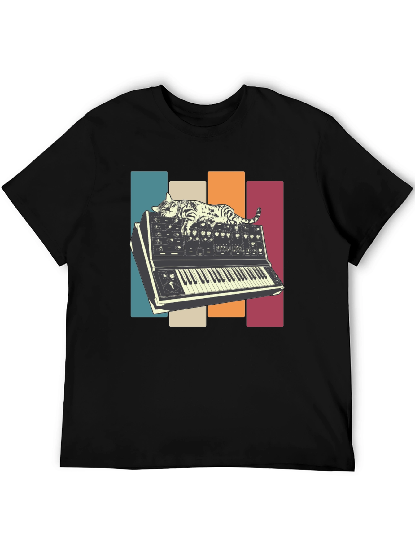 Cat Nap on Synthesizer Retro T-Shirt