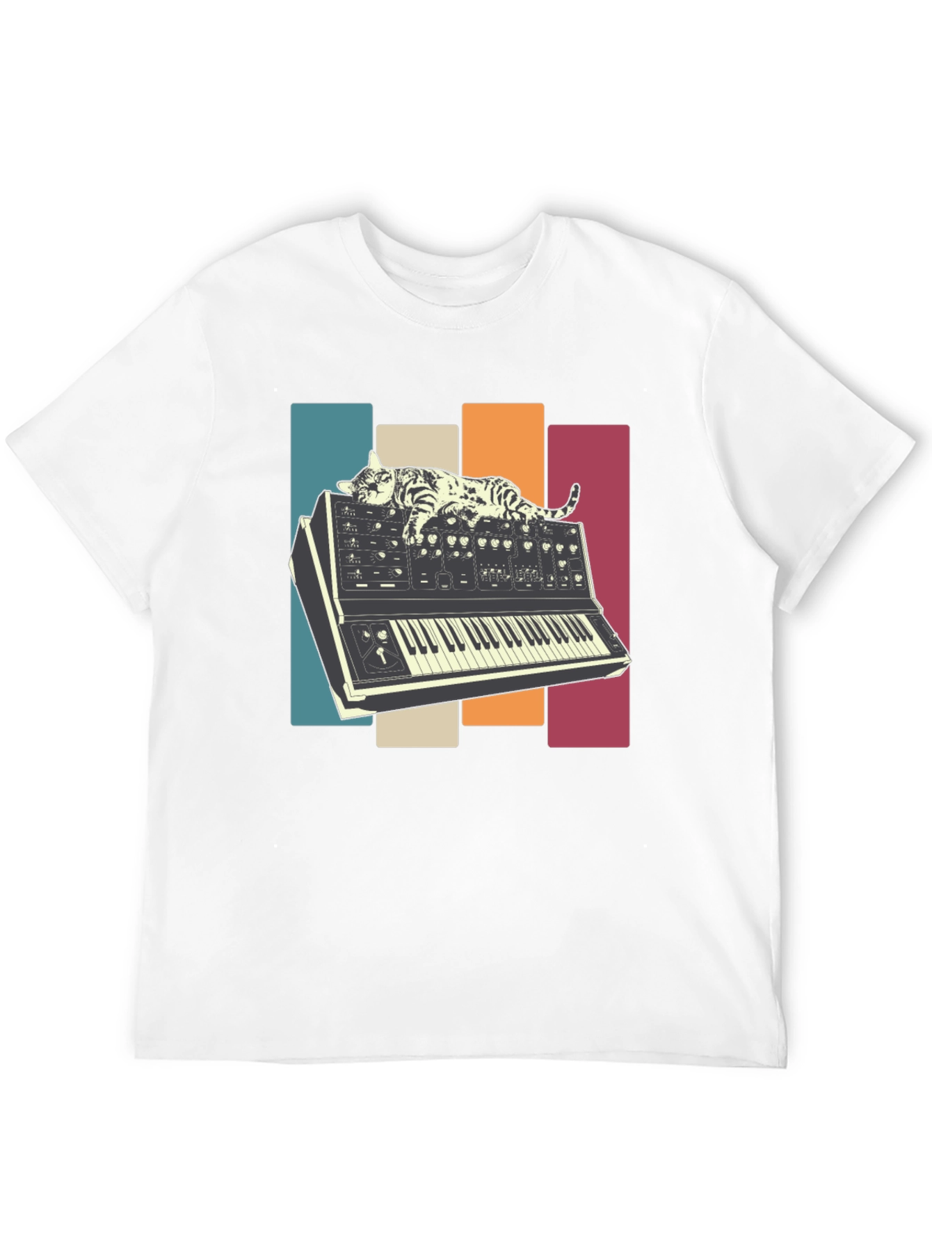 Cat Nap on Synthesizer Retro T-Shirt