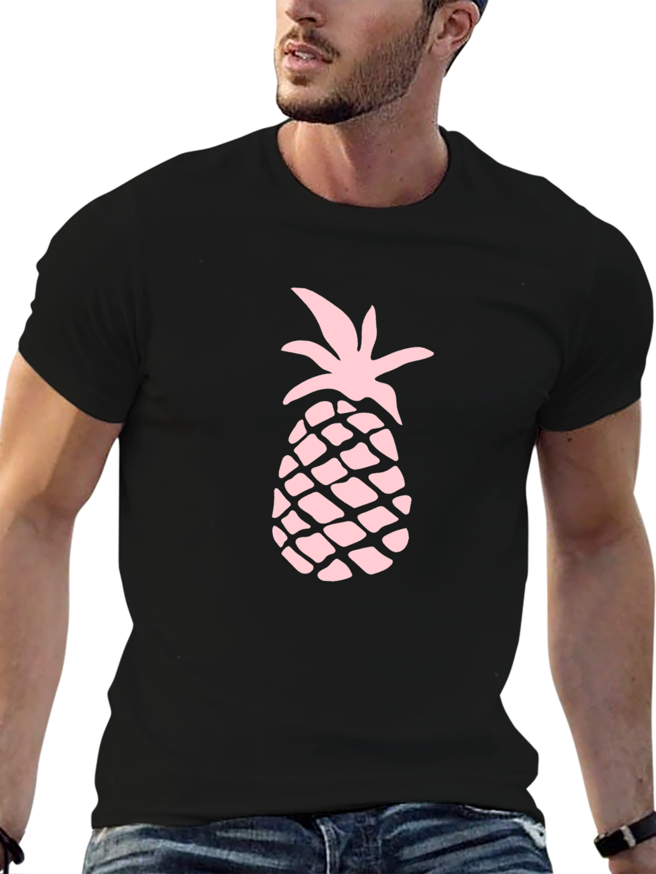 Pineapple Print Black T-Shirt - Tropical Summer Style