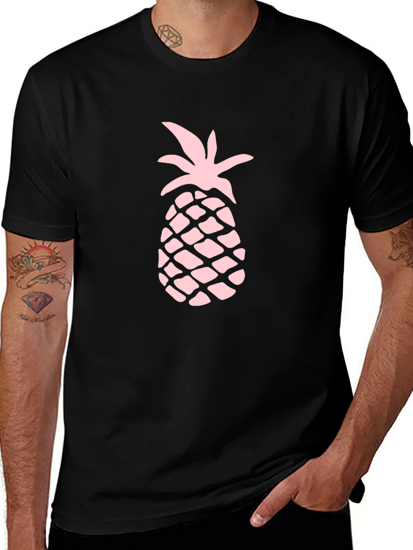 Pineapple Print Black T-Shirt - Tropical Summer Style
