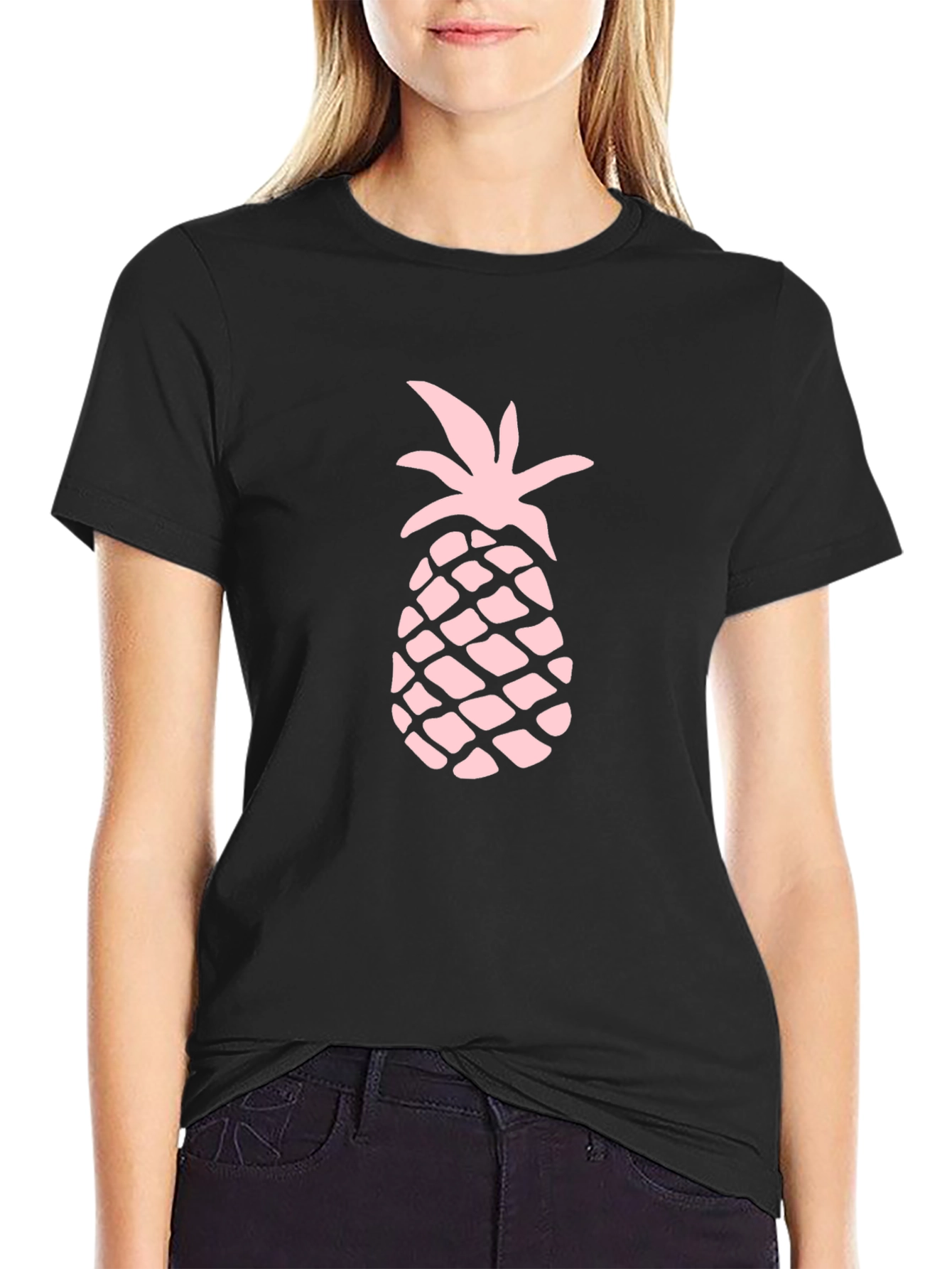 Pineapple Print Black T-Shirt - Tropical Summer Style