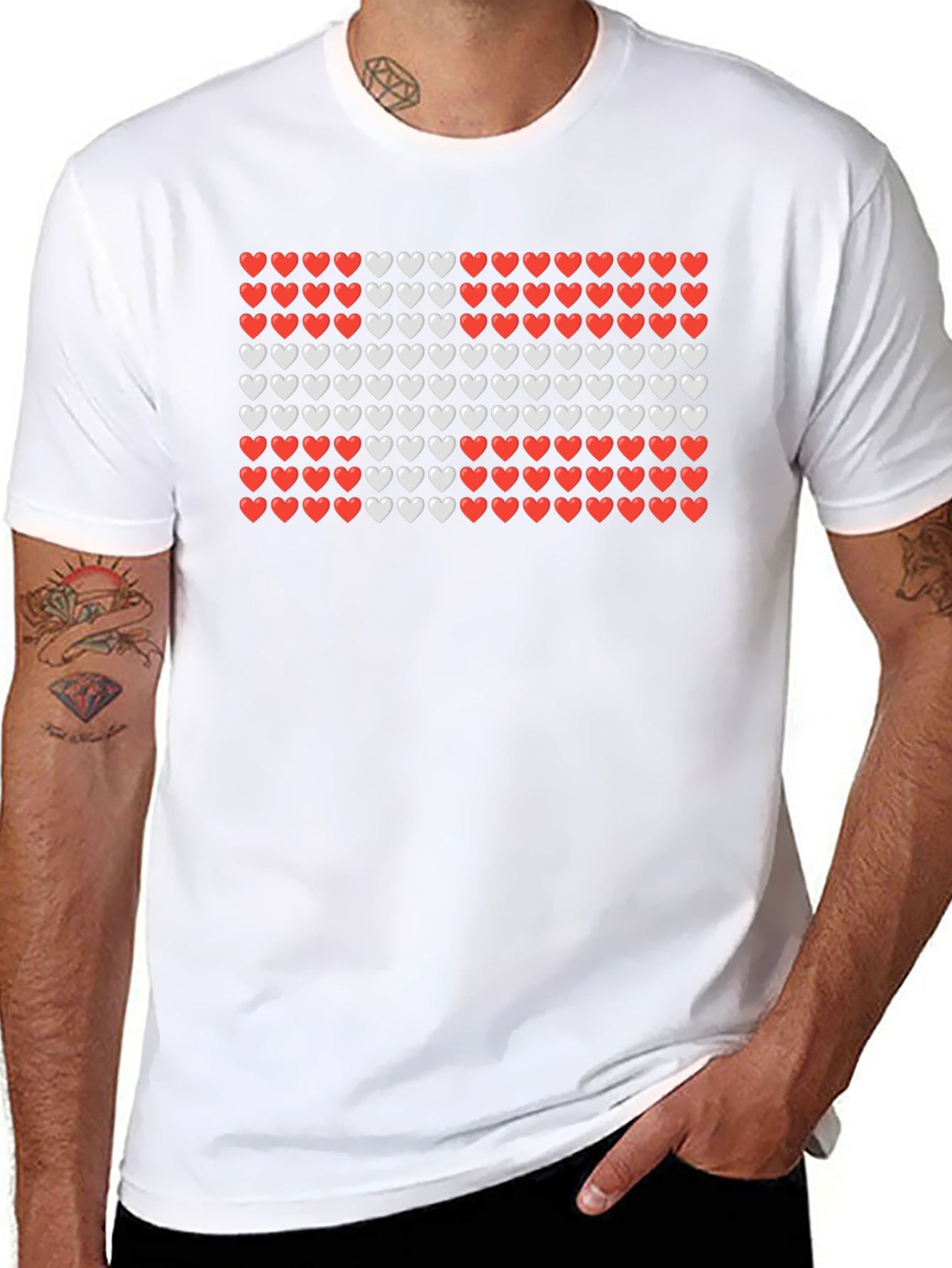 Denmark Flag Hearts Graphic T-Shirt