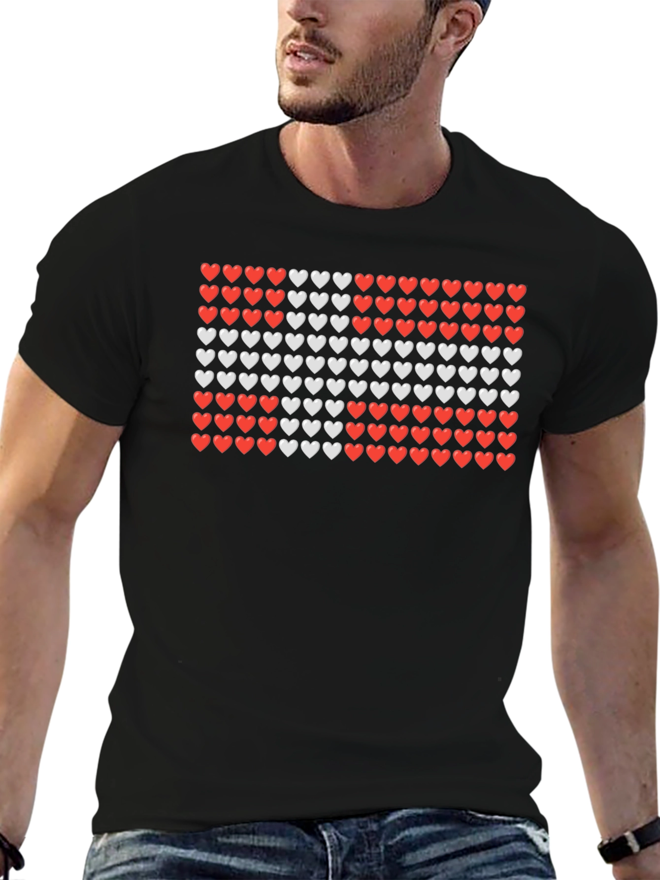 Denmark Flag Hearts Graphic T-Shirt