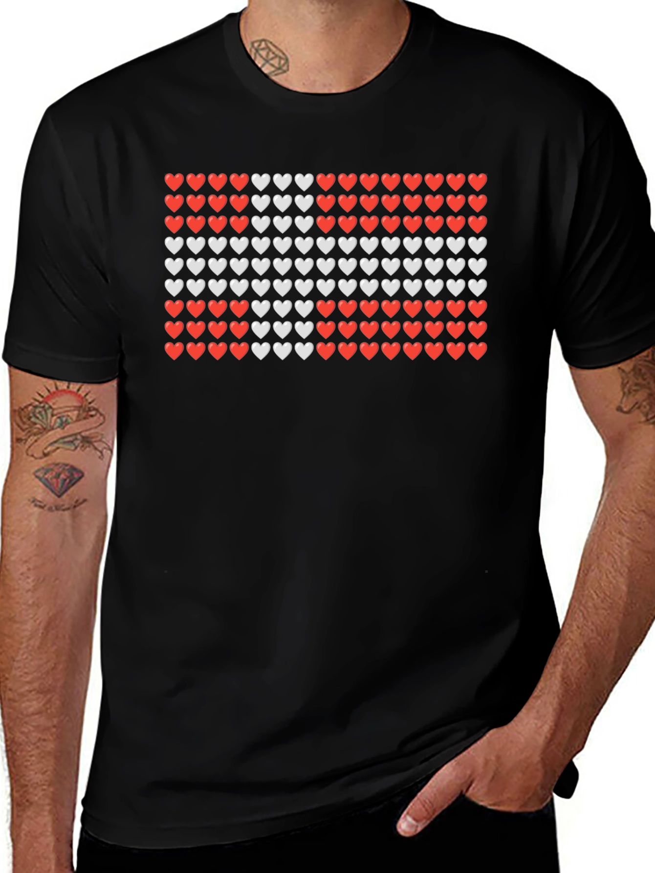 Denmark Flag Hearts Graphic T-Shirt