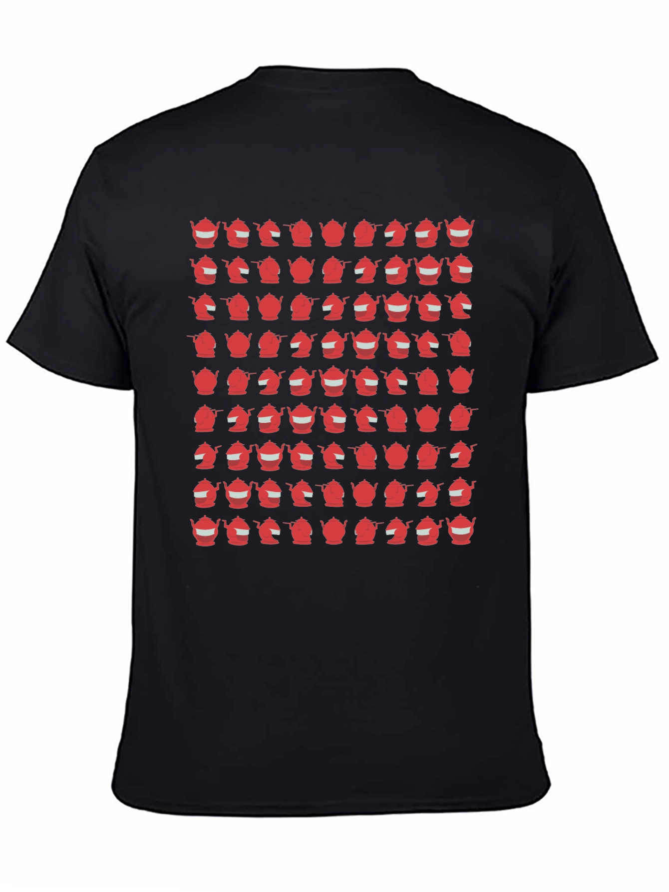 Teapot Pattern Black T-Shirt