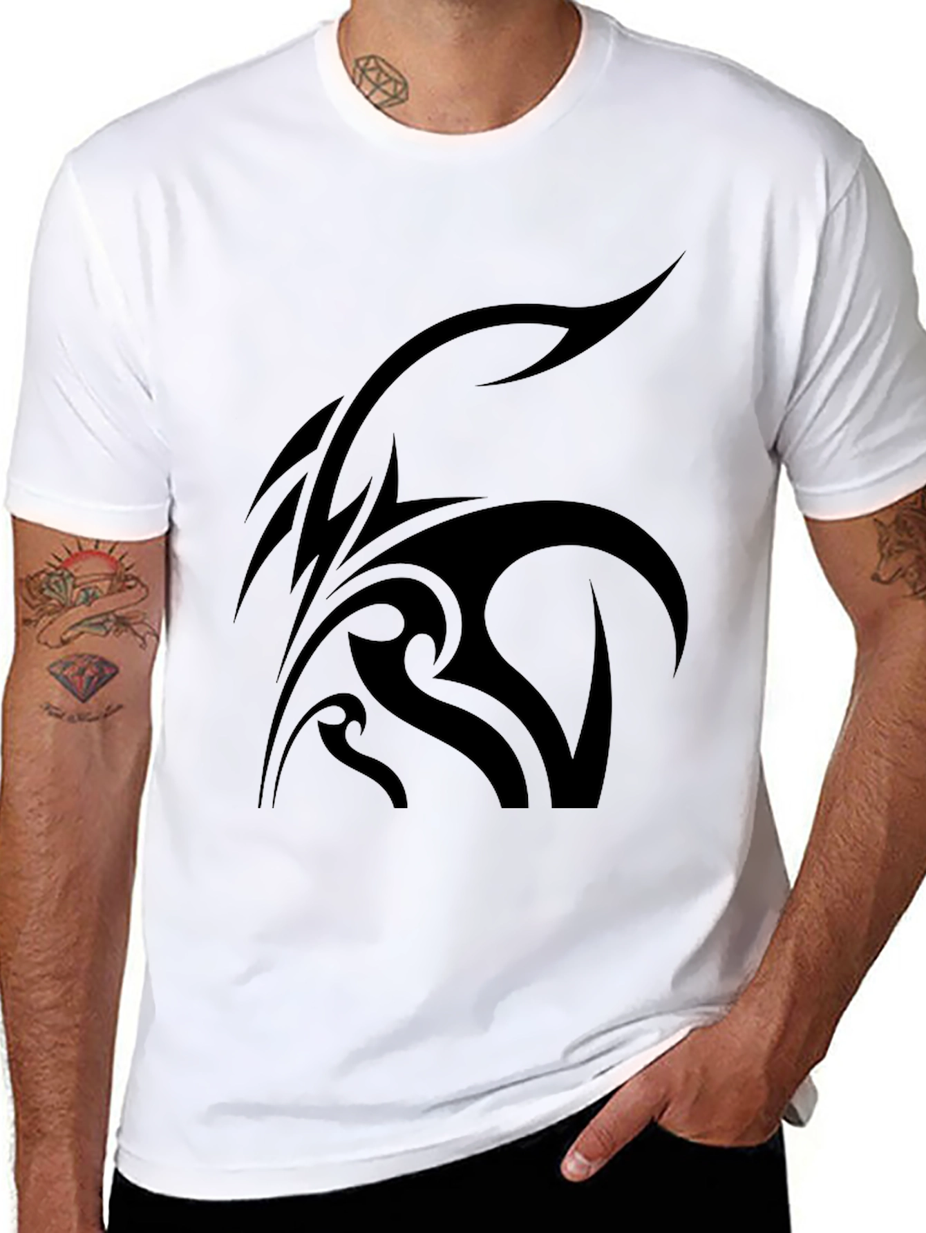 Tribal Design Black T-Shirt