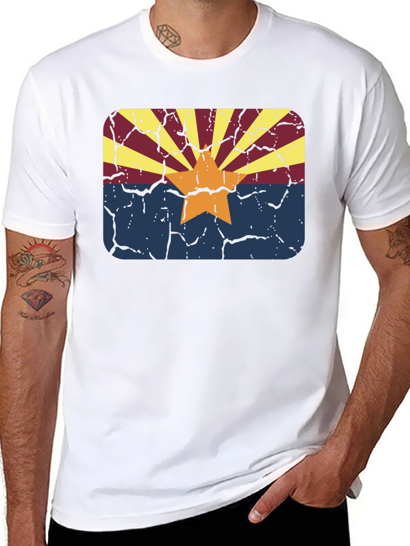 Arizona Flag Graphic Tee - Distressed Retro Style