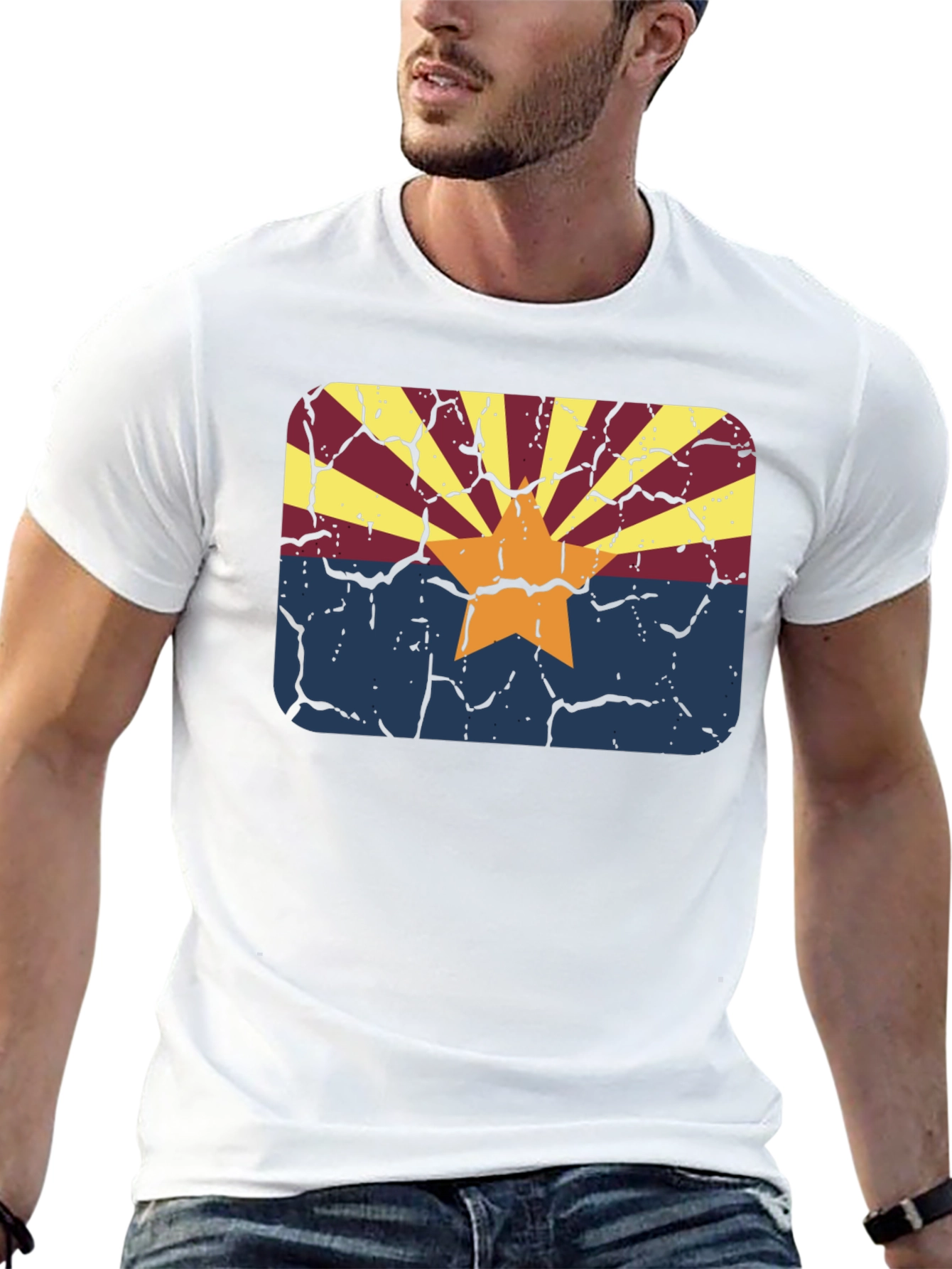 Arizona Flag Graphic Tee - Distressed Retro Style