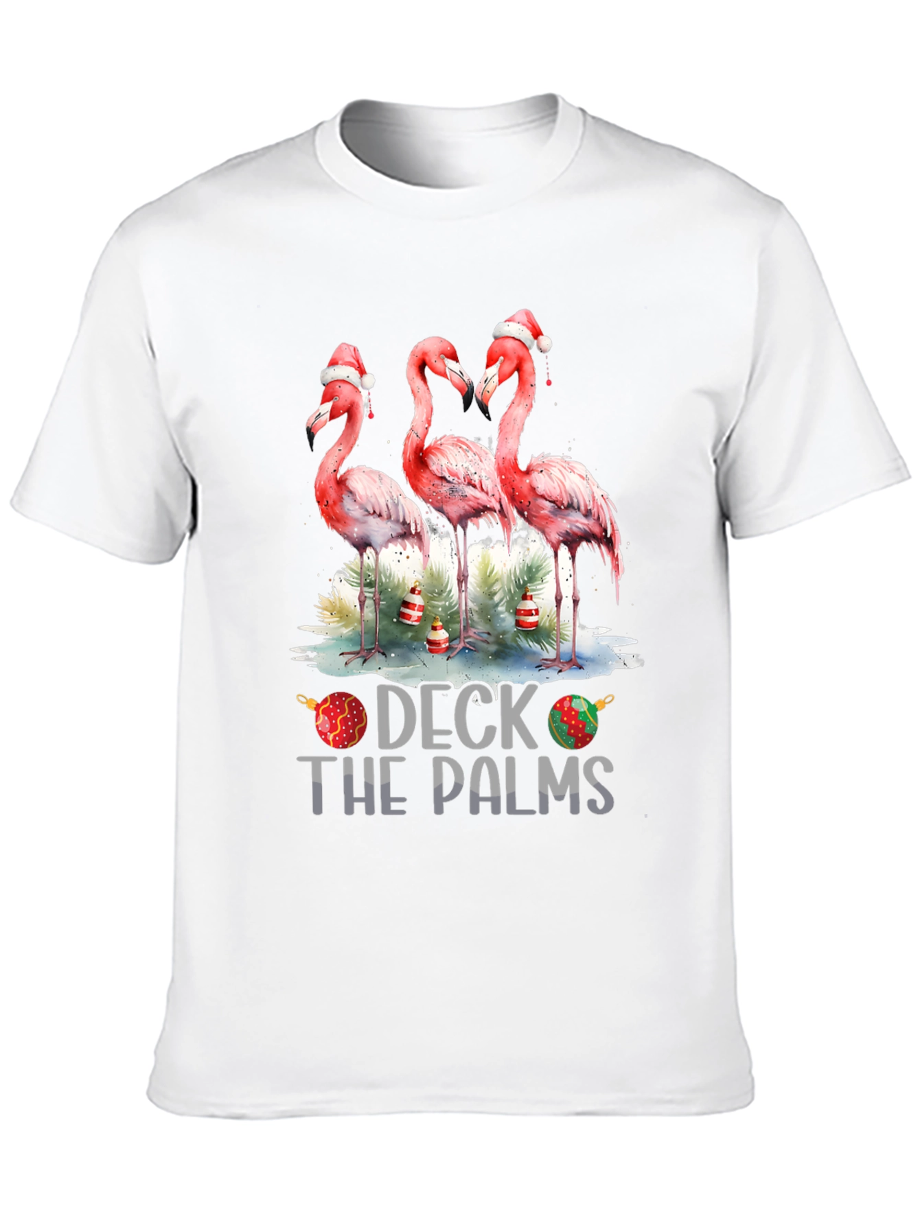 Deck The Palms Flamingo Christmas T-Shirt