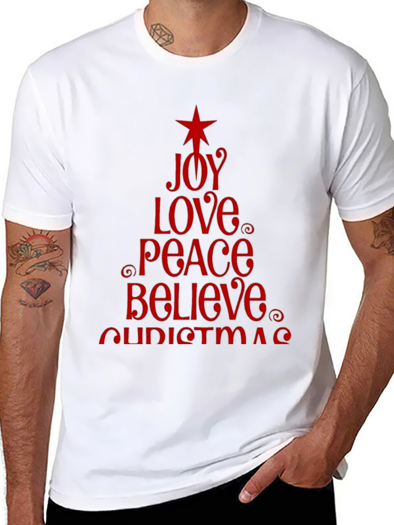 Christmas Joy Love Peace Believe Holiday T-Shirt