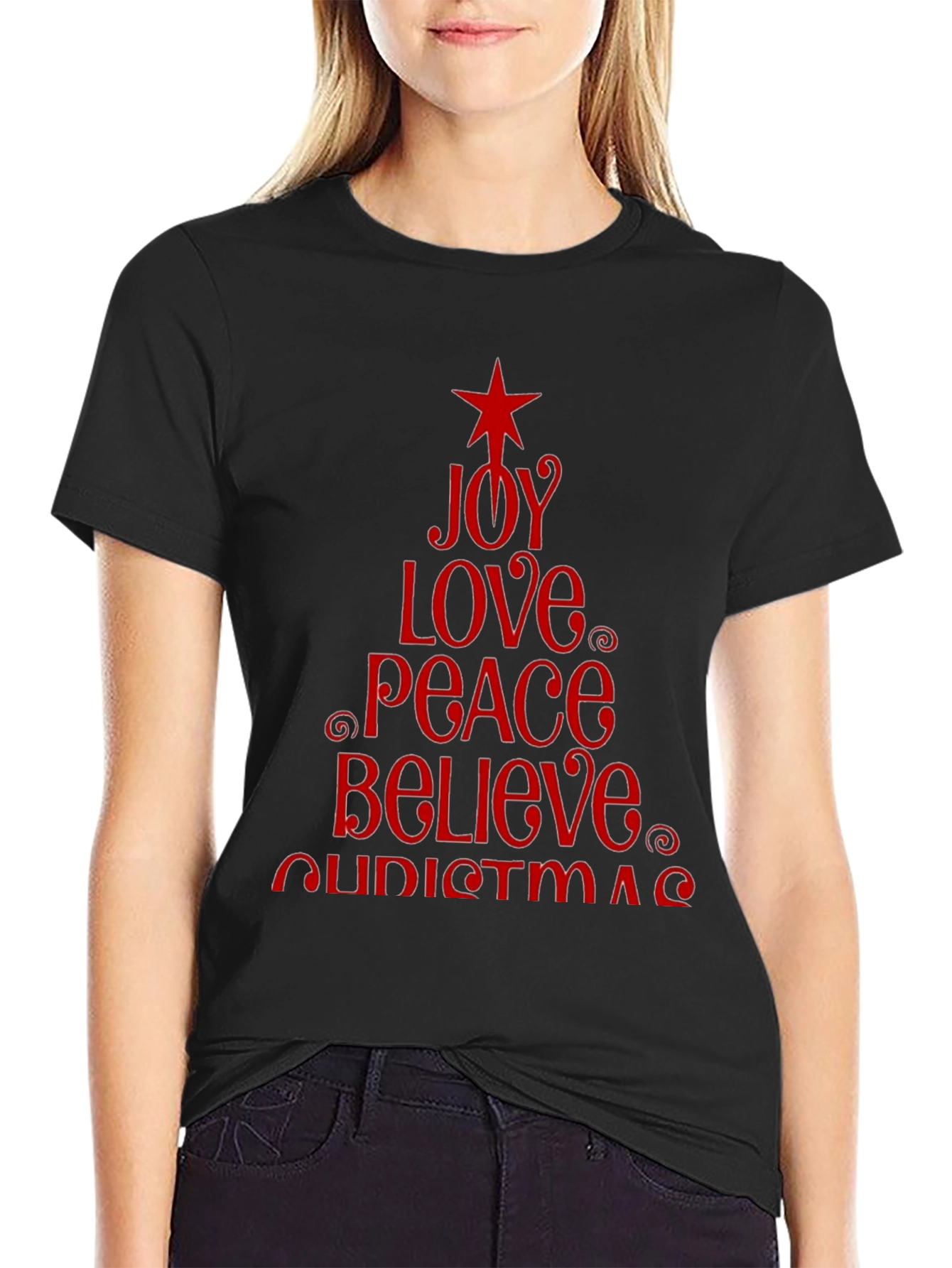 Christmas Joy Love Peace Believe Holiday T-Shirt