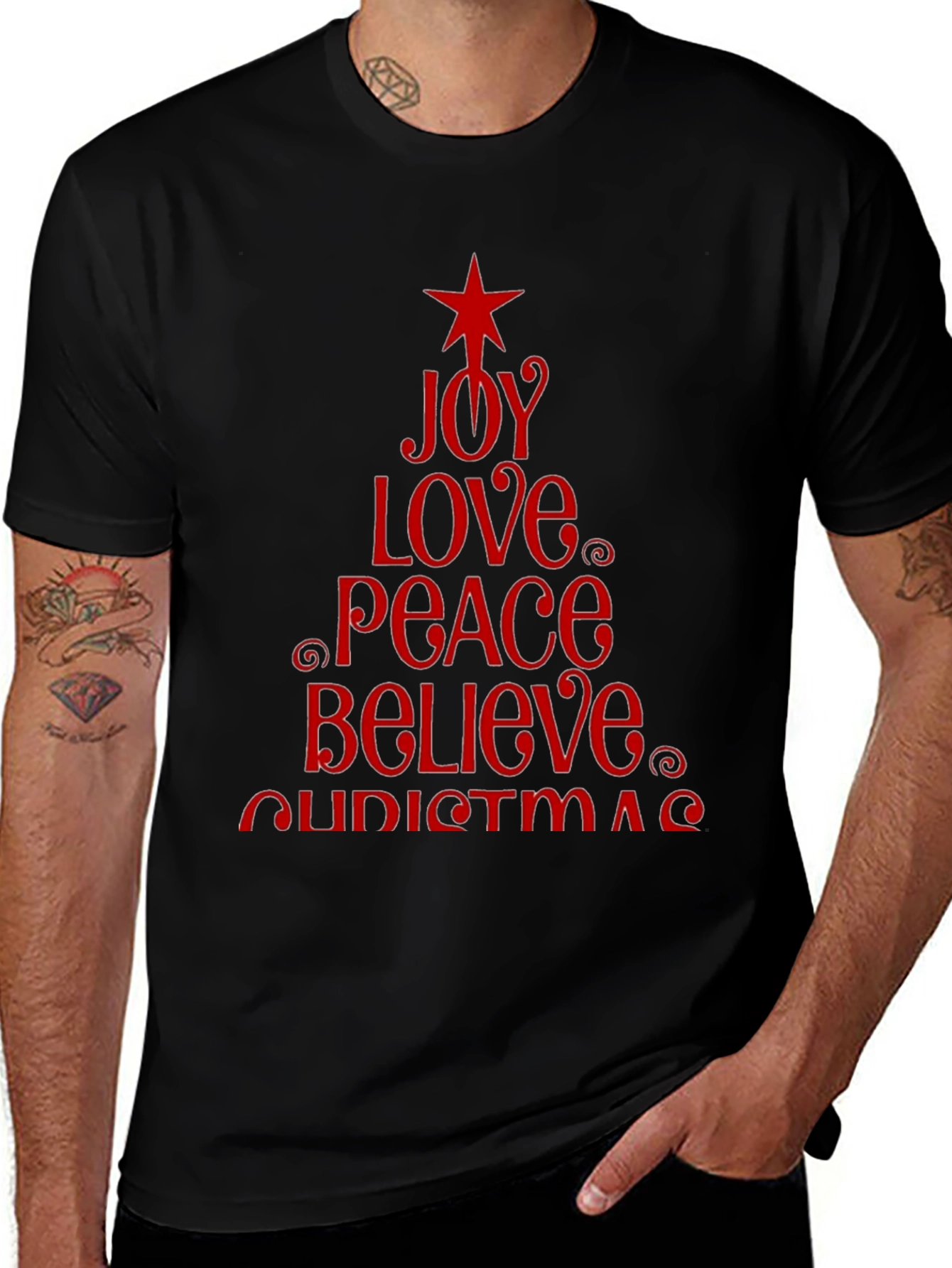 Christmas Joy Love Peace Believe Holiday T-Shirt