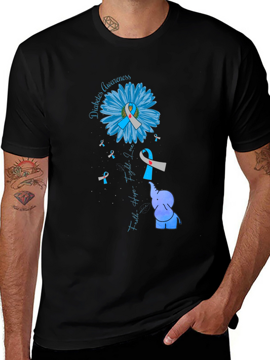 Diabetes Awareness Elephant T-Shirt - Faith Hope Love