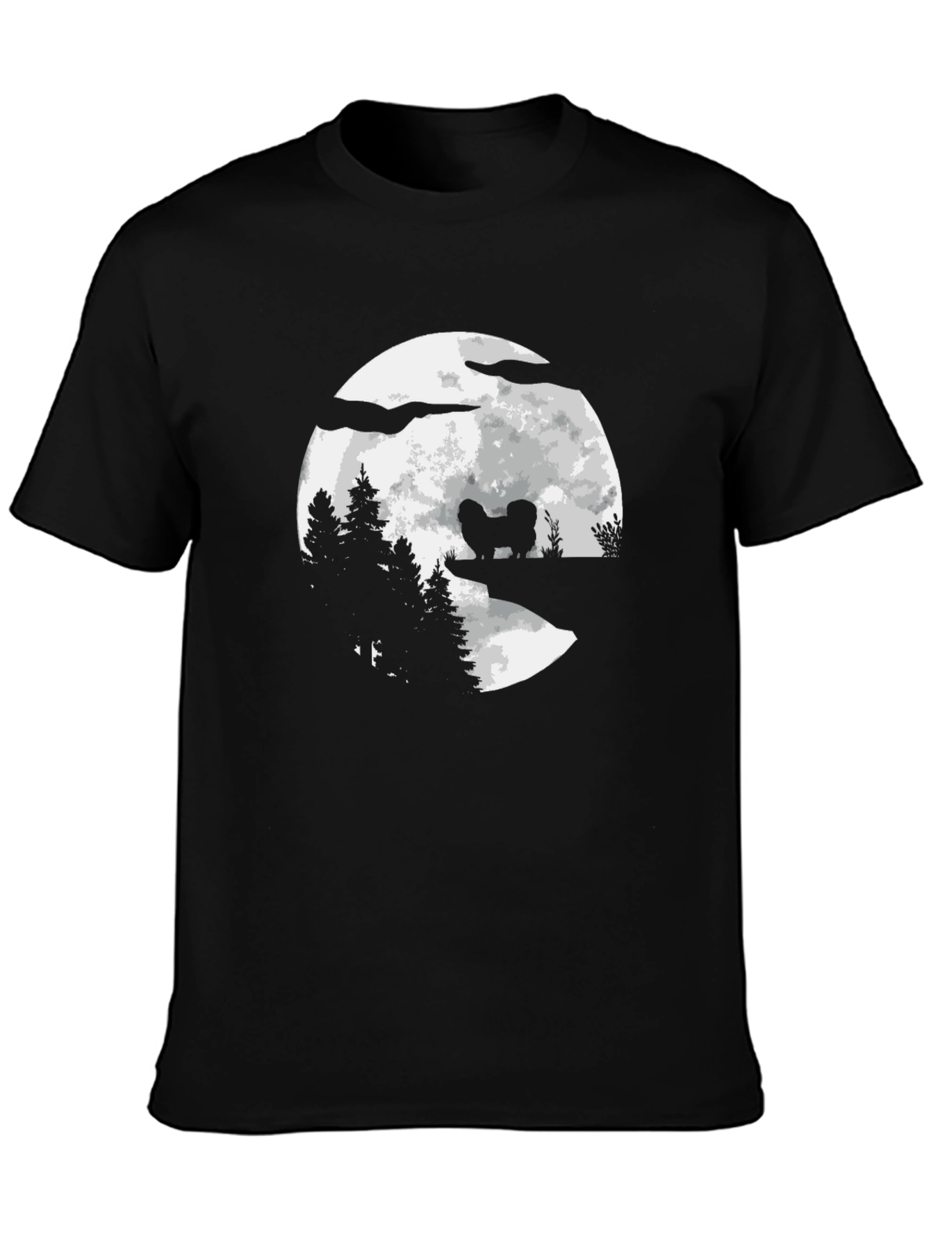 Dog Moon Silhouette Graphic T-Shirt