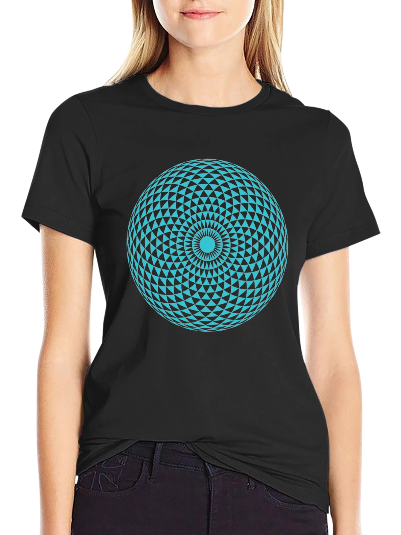 Geometric Sphere Graphic Tee - Modern Black T-Shirt