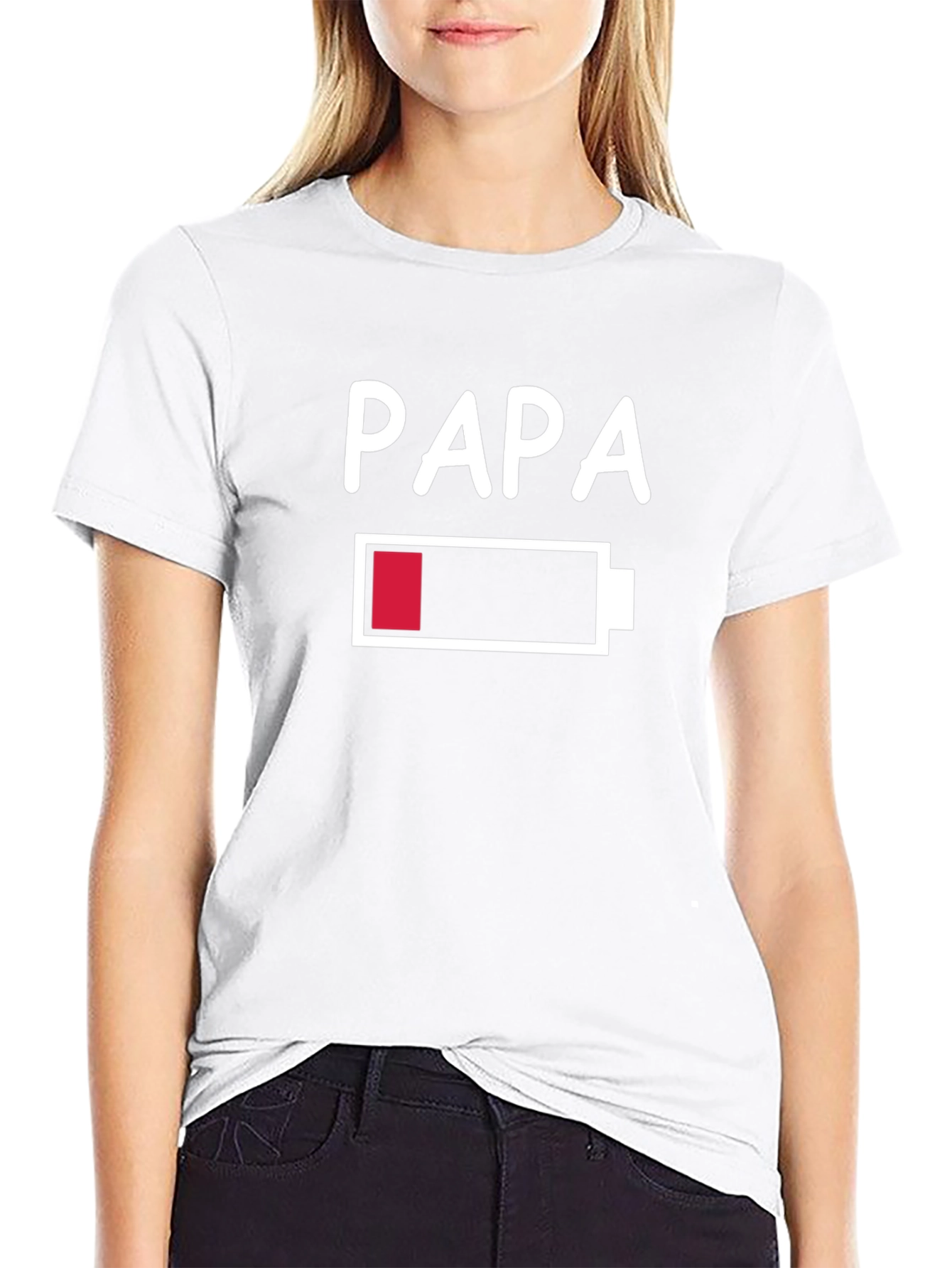 Papa Low Battery Funny Graphic T-Shirt
