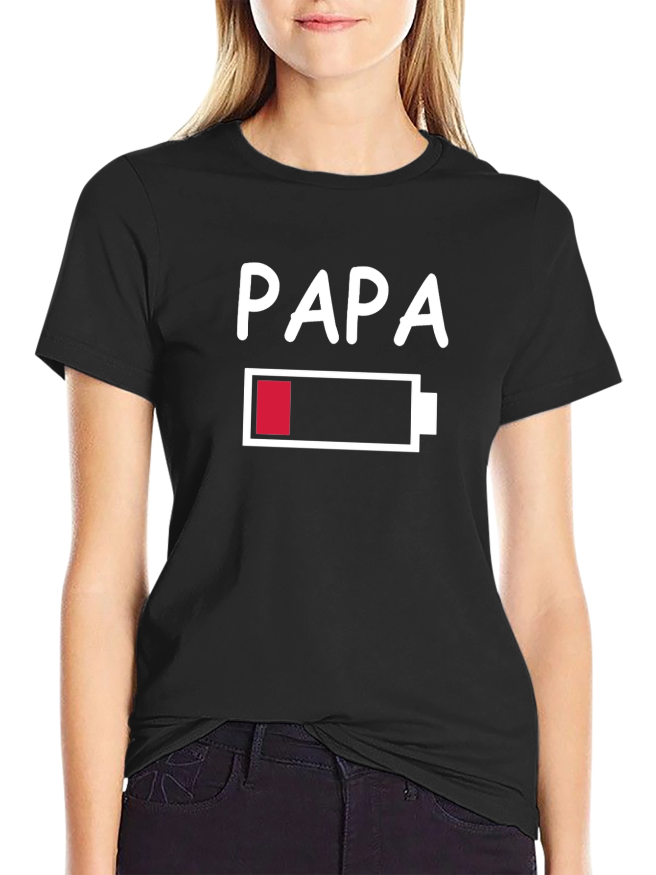 Papa Low Battery Funny Graphic T-Shirt