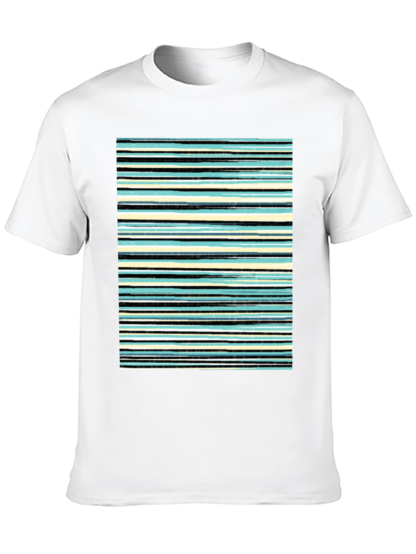 Striped Print Black T-Shirt