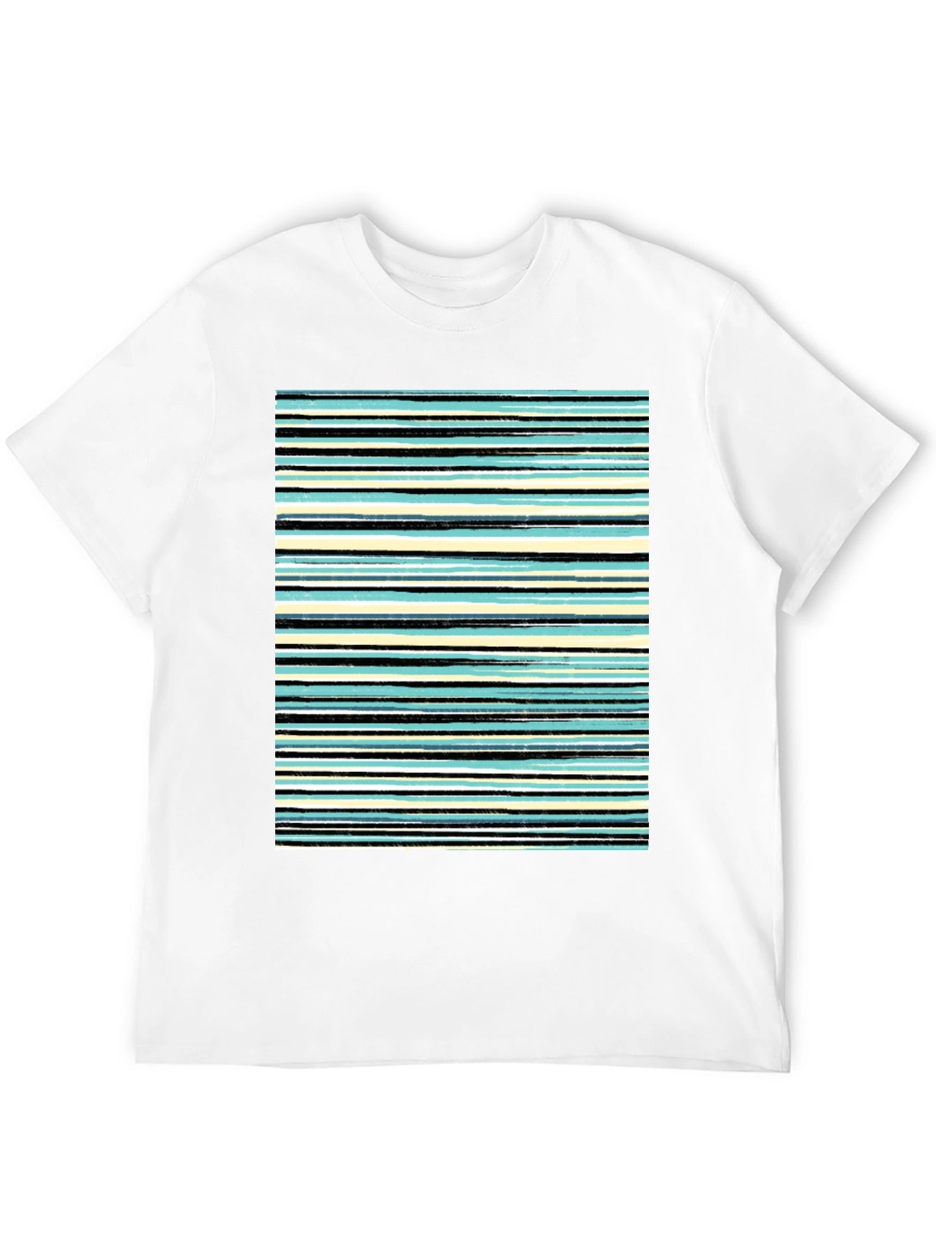 Striped Print Black T-Shirt