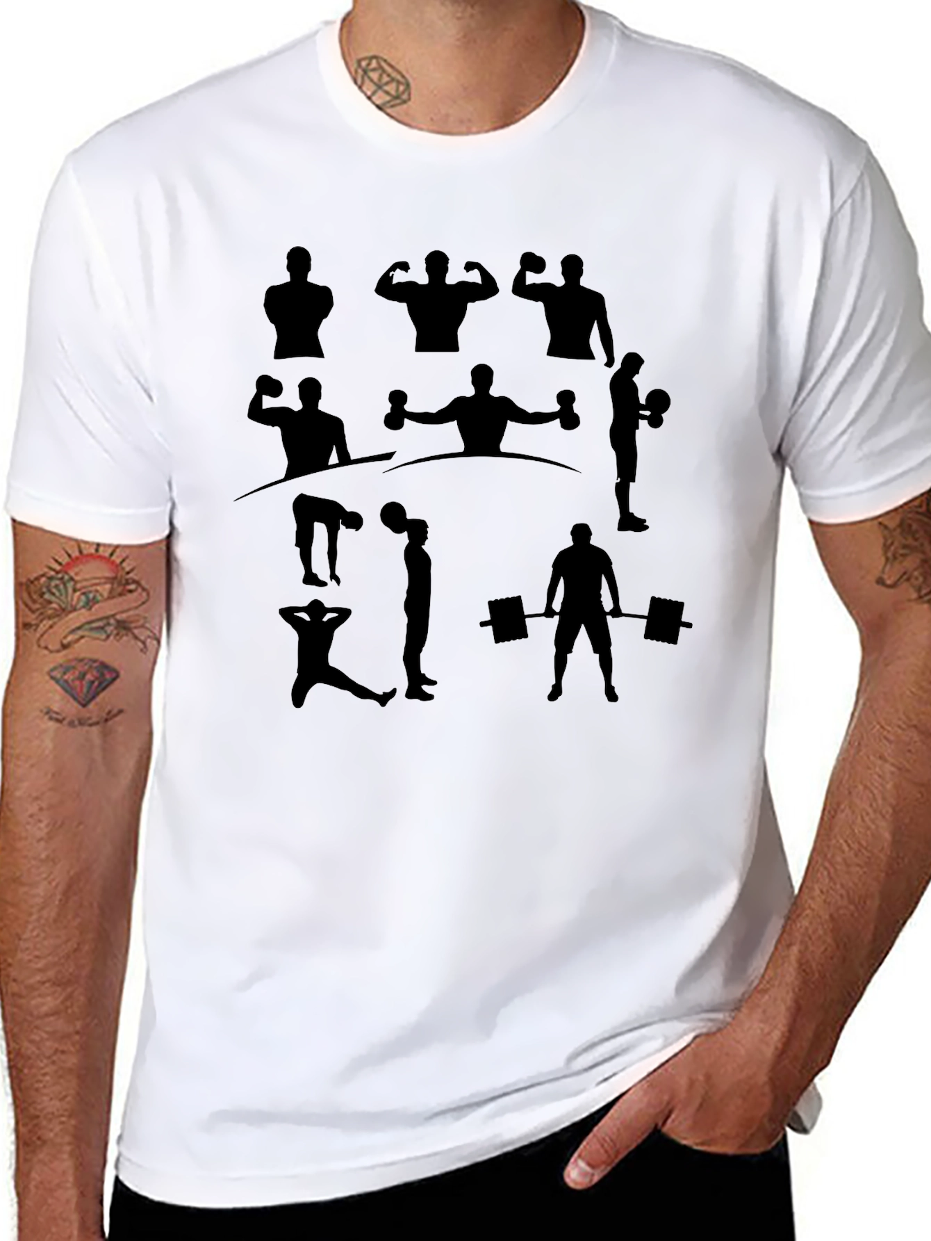 Workout Silhouette Graphic Tee - Black